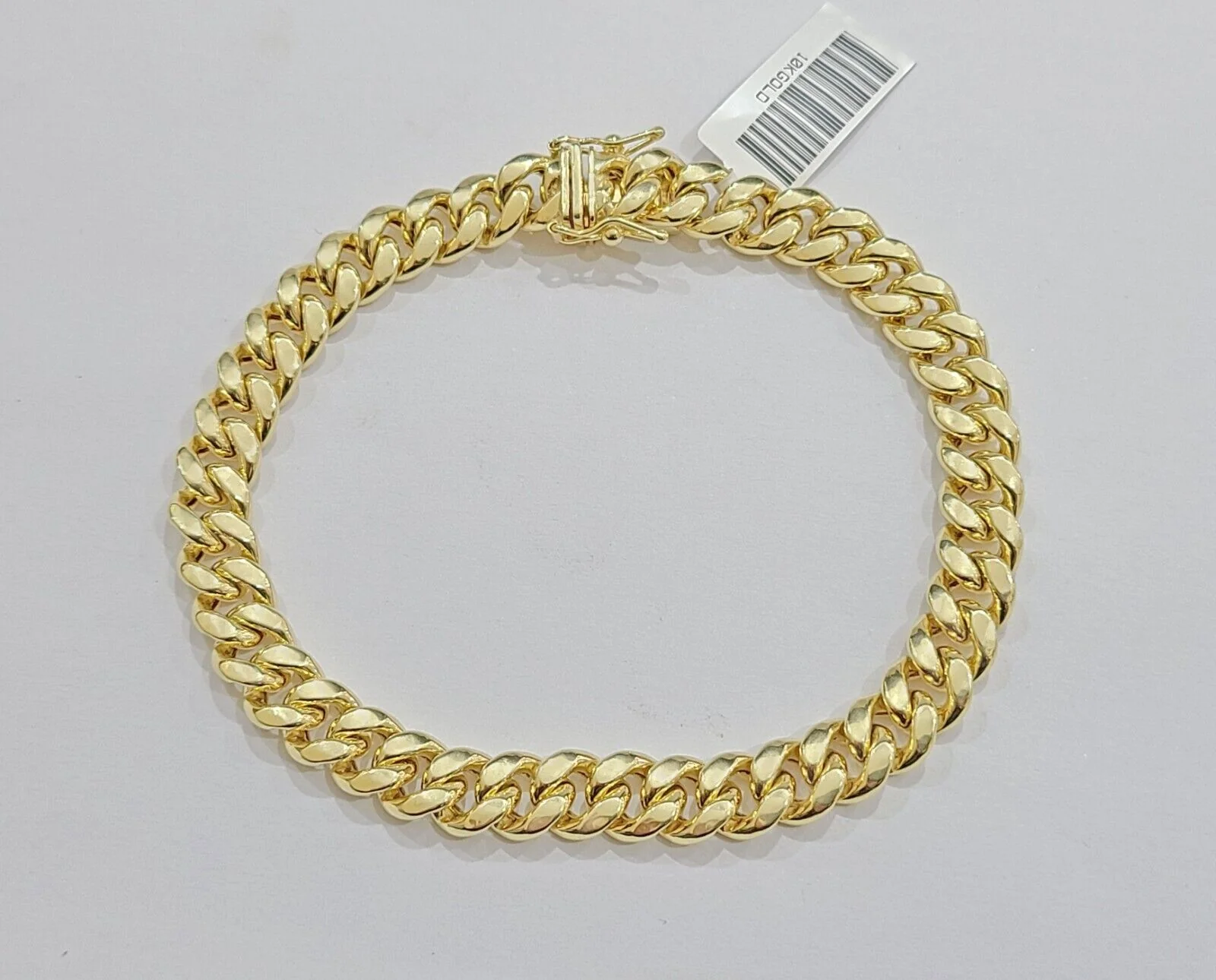 10k Yellow Gold Miami Cuban Link Bracelet 7" inch 8mm Real 10kt Kids and Ladies