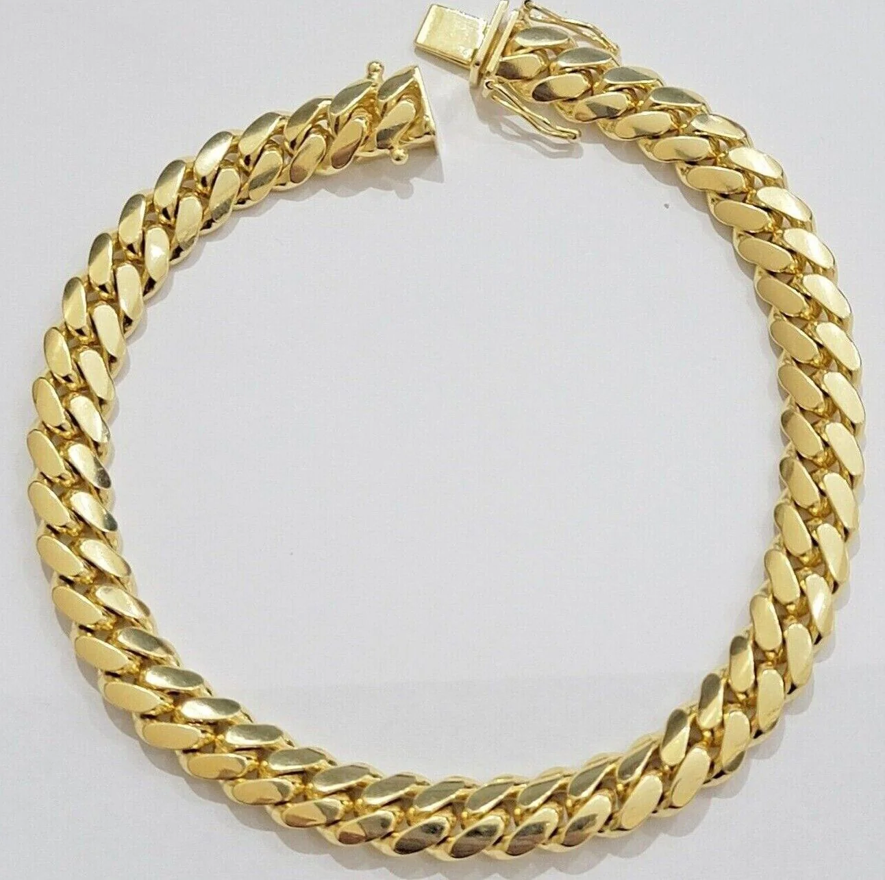 10k Yellow Gold Miami Cuban Link Bracelet 8.5mm 9" Inch Box Clasp, REAL SOLID