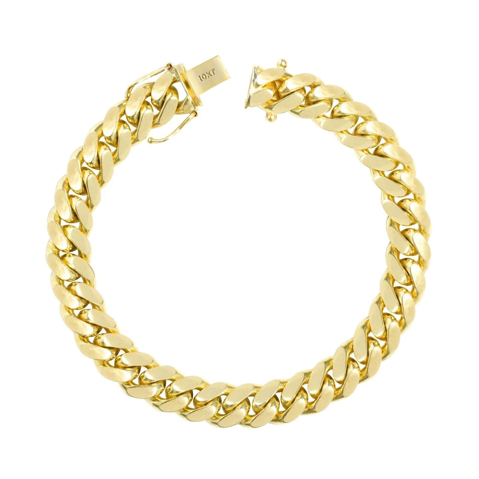 10k Yellow Gold Miami Cuban Link Bracelet 8" inch 9mm Real 10kt Box Lock - Image 4