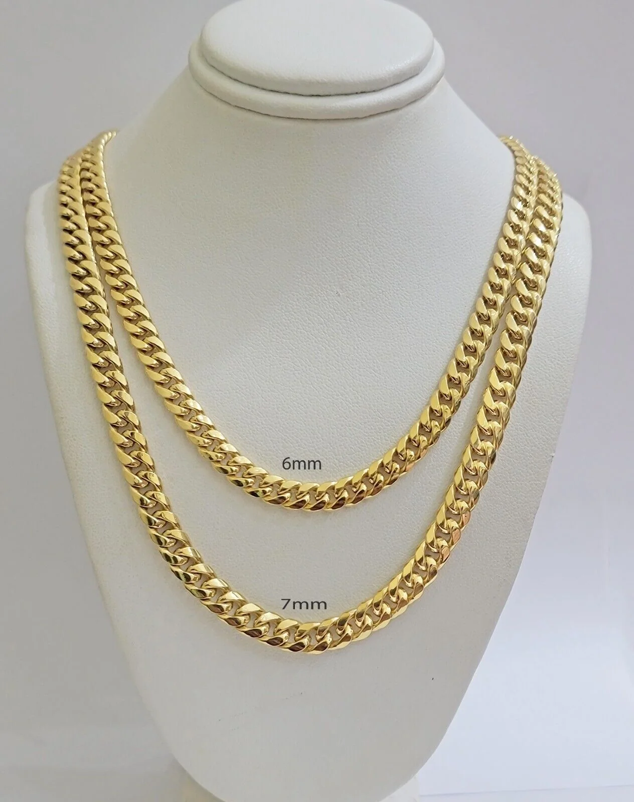10k Yellow Gold Miami Cuban Link Chain Box Necklace 6mm 20-24 Inch Real - Image 3
