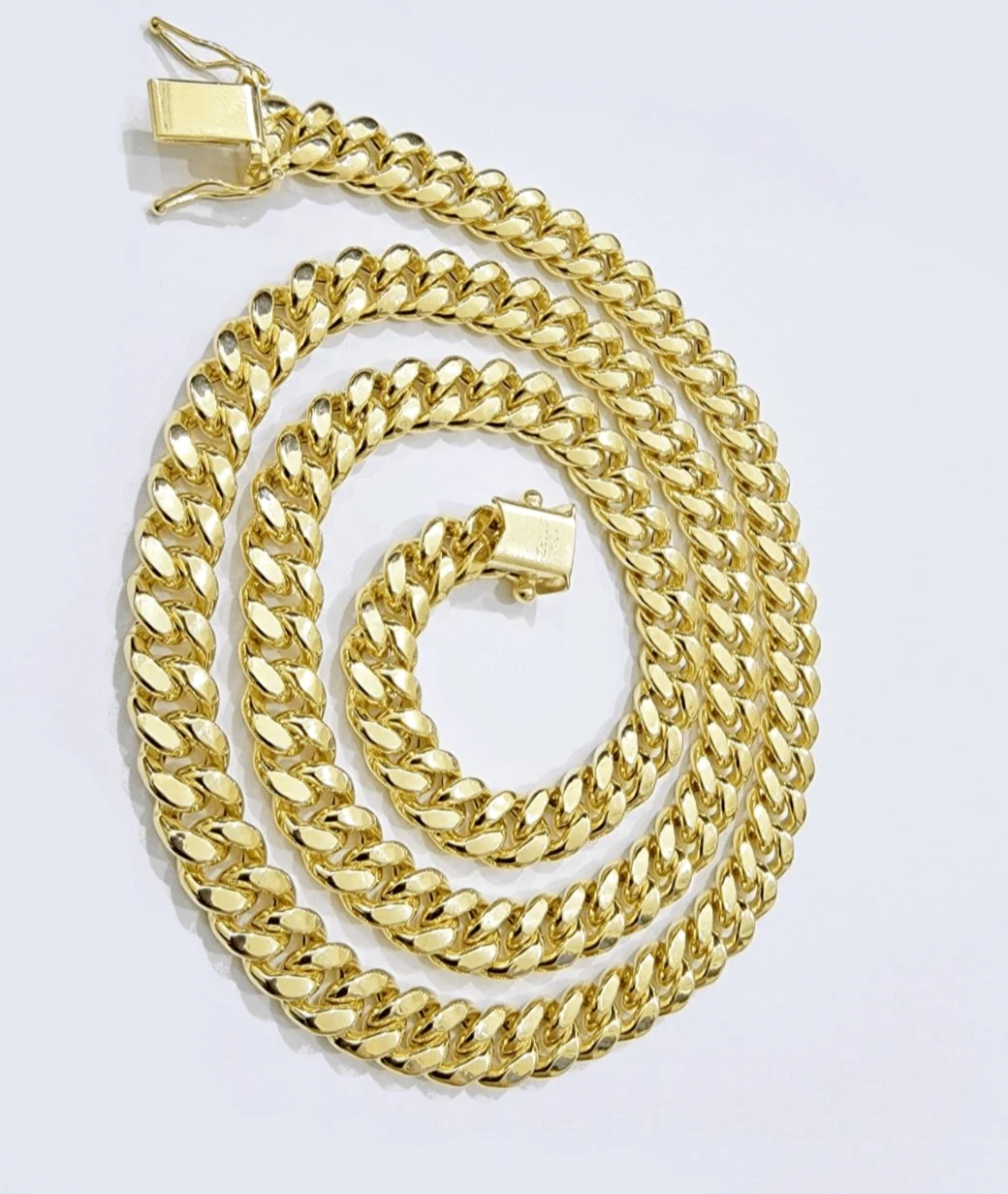 10k Yellow Gold Miami Cuban Link Chain Necklace 7mm 28'' Real 10kt Box Lock