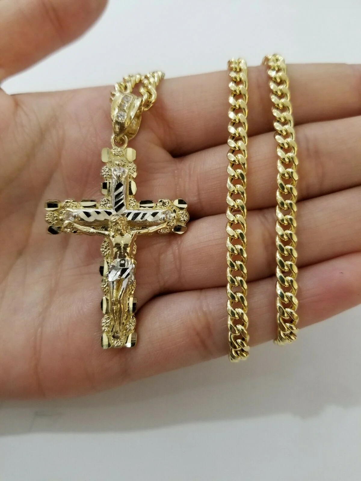 10k Yellow Gold Miami Cuban Link Chain Pendant Set REAL 10K 5mm Necklace Charm - Image 3