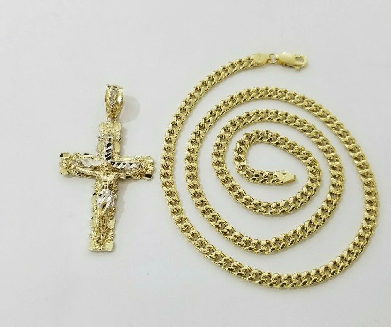 10k Yellow Gold Miami Cuban Link Chain Pendant Set REAL 10K 5mm Necklace Charm - Image 9