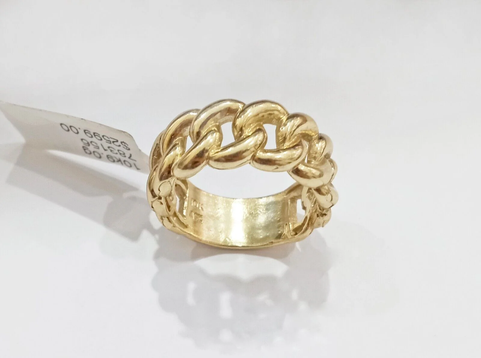 10k Yellow Gold Miami Cuban Link Ring Band Ring Sizes 6,7,8,9,10,11 & 12
