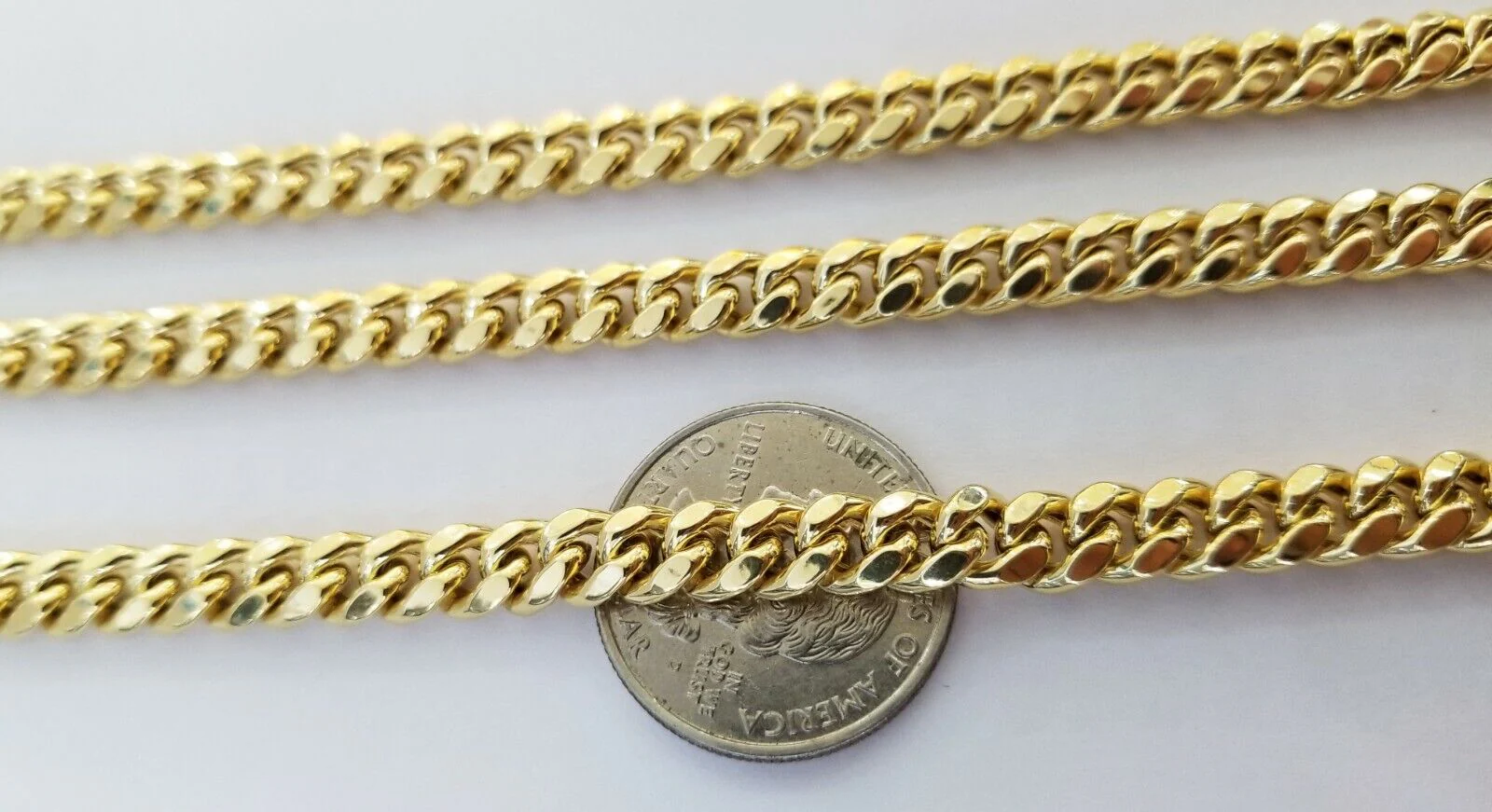 10k Yellow Gold Miami Cuban Necklace Chain 7mm 20-28",10kt Real Link Gold Chain - Image 4