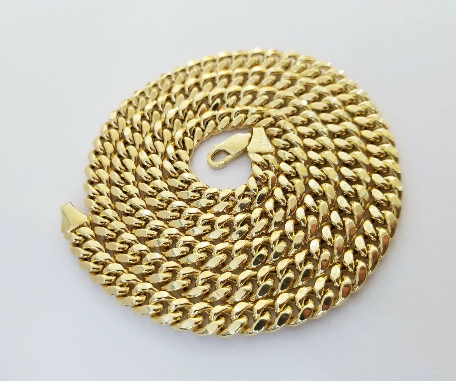 10k Yellow Gold Miami Cuban Necklace Chain 7mm 20-28",10kt Real Link Gold Chain - Image 5