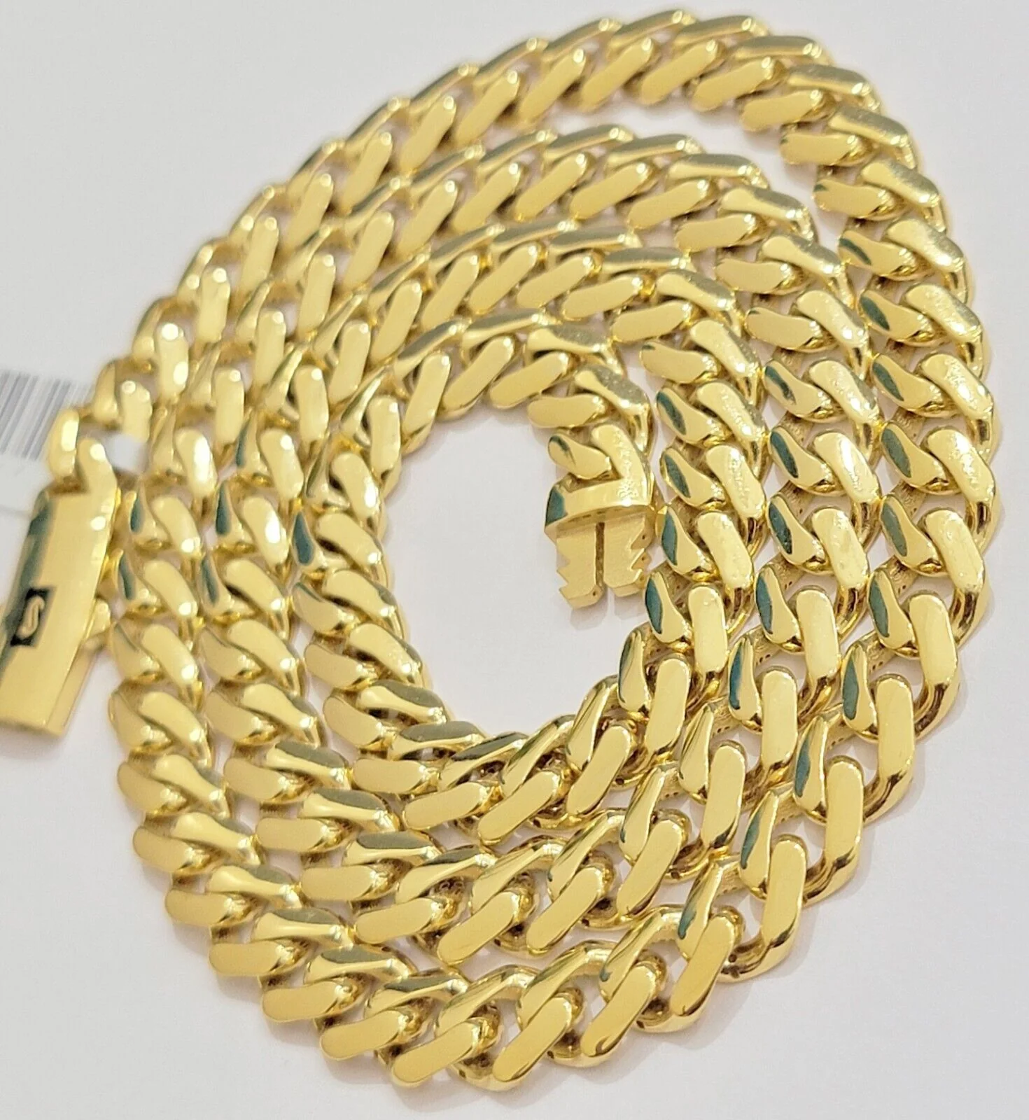 10k Yellow Gold Miami Cuban Royal Monaco Curb Link Chain 9mm Necklace 20" REAL - Image 2