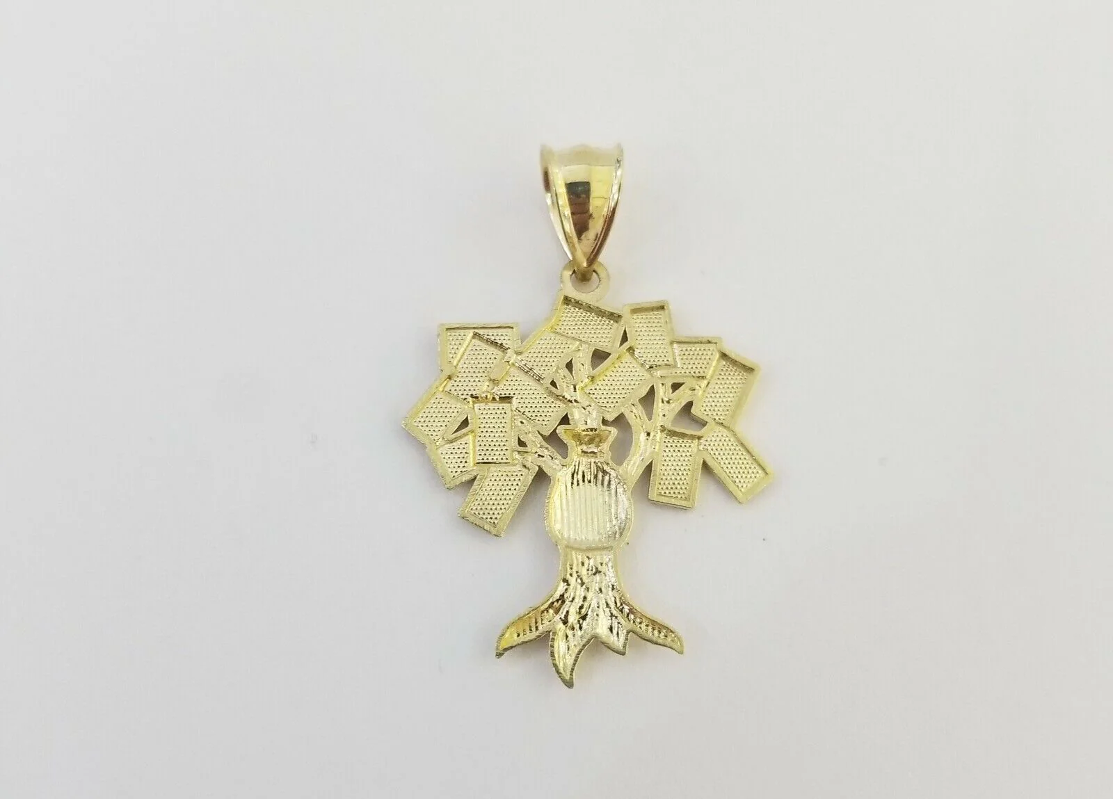 10k Yellow Gold Money Tree Pendant with 18 inch rope chain 3mm 10kt gold set - Image 12