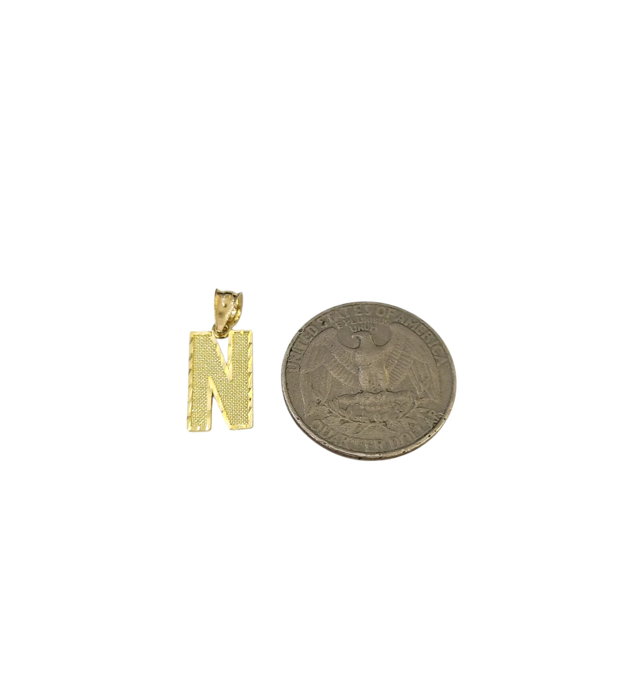 10K Yellow Gold N Initial Charm Pendant Alphabet Real 10kt Men Women - Image 4