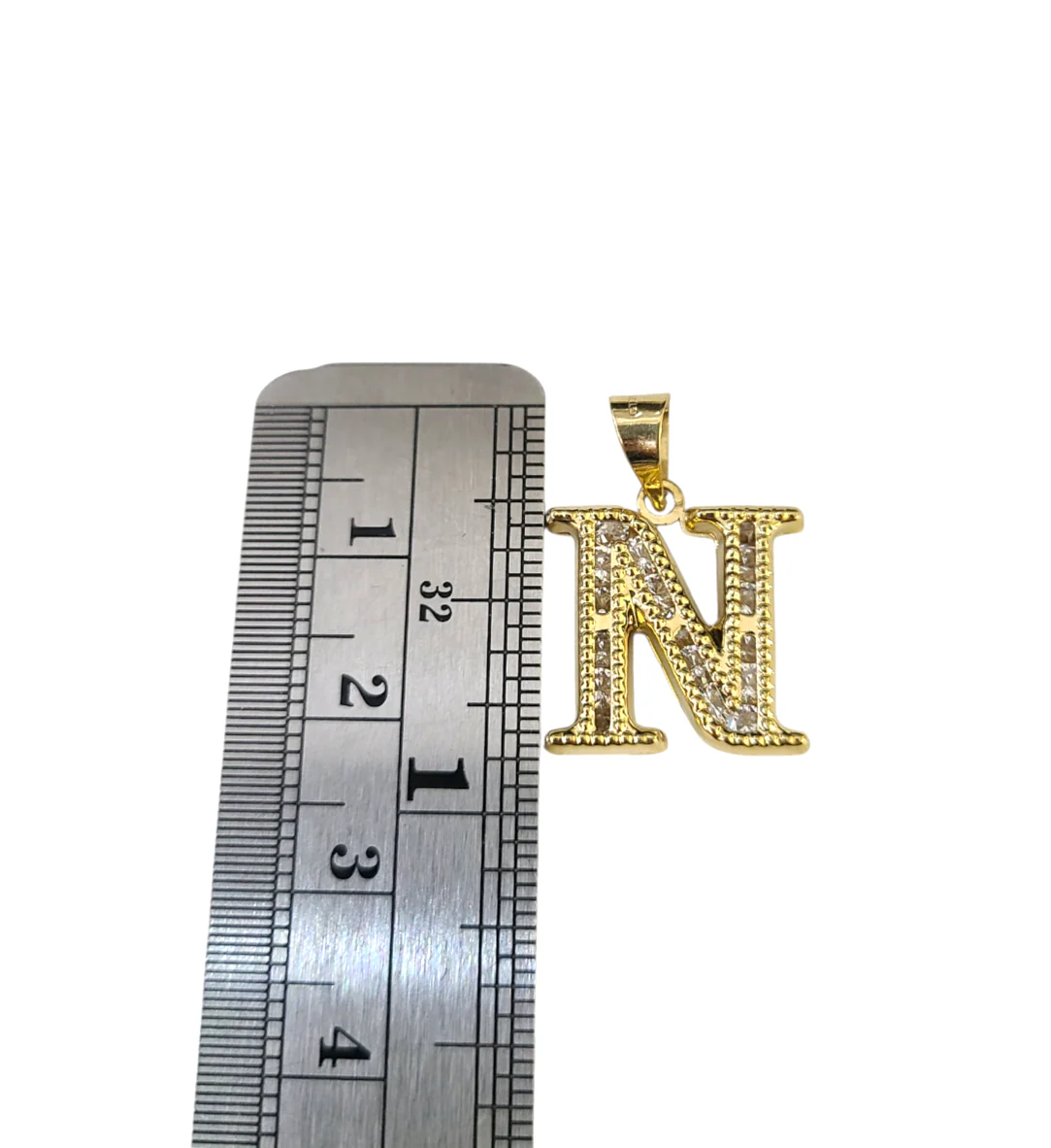 10K Yellow Gold N Initial Charm Pendant Alphabet Real 10kt Men Women - Image 2