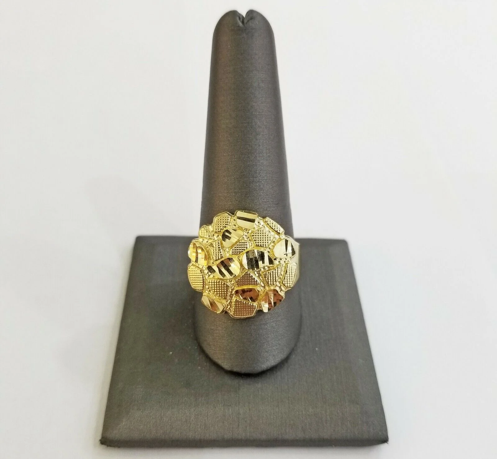 10k yellow Gold Nugget Men Ring All Sizes - Image 2