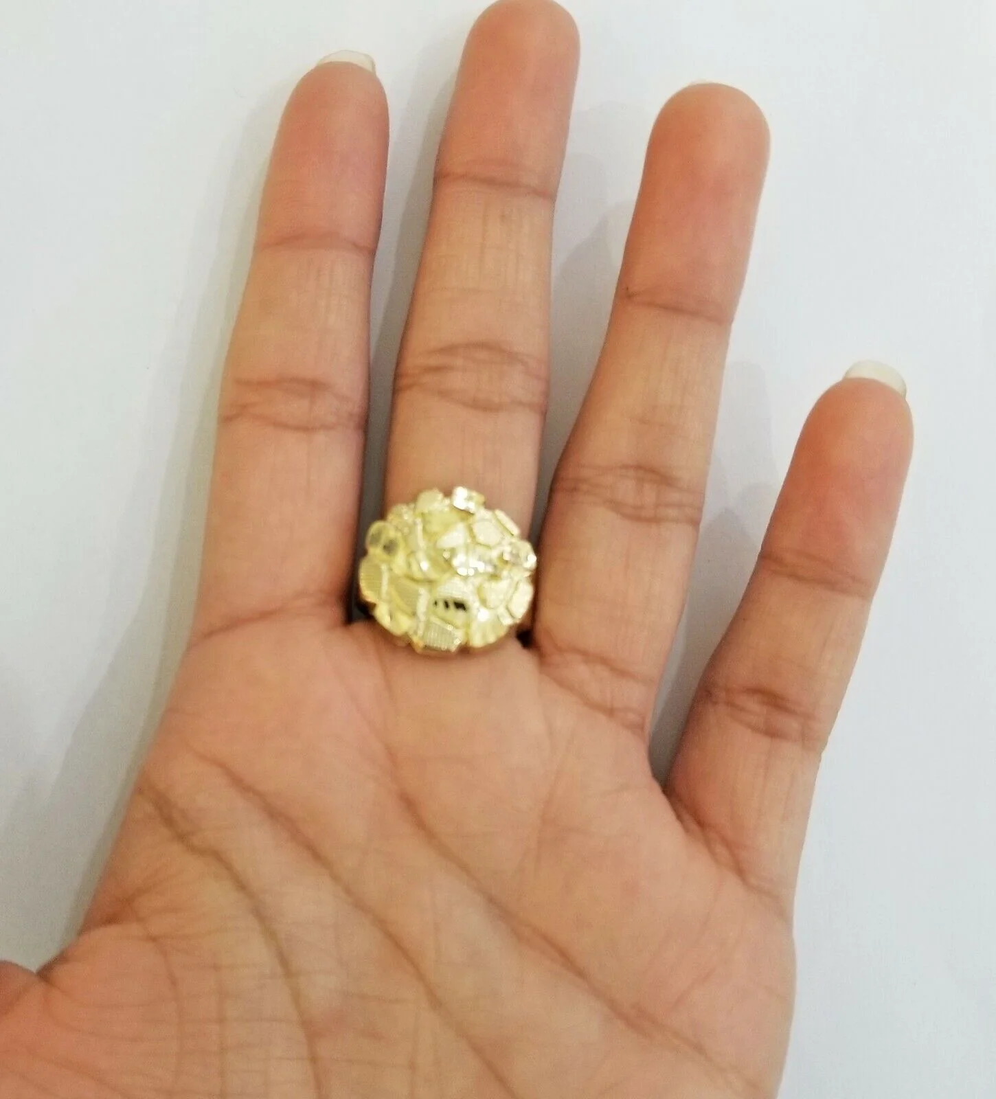 10k yellow Gold Nugget Men Ring All Sizes - Image 3