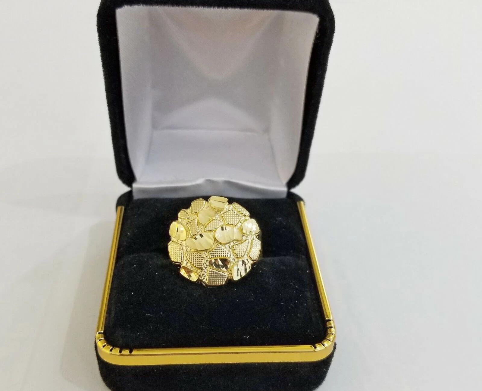 10k yellow Gold Nugget Men Ring All Sizes - Image 6