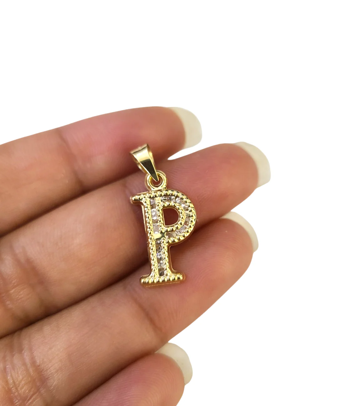 10K Yellow Gold P Initial Charm Pendant Alphabet Real 10kt Men Women - Image 3