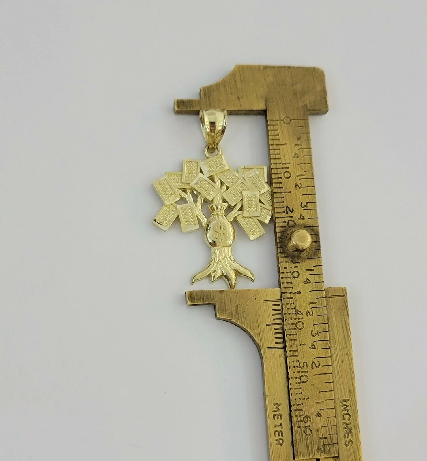 10k Yellow Gold Pendant & 10kt Rope Necklace 22", Money Tree Charm 10kt ,UNIQUE - Image 5