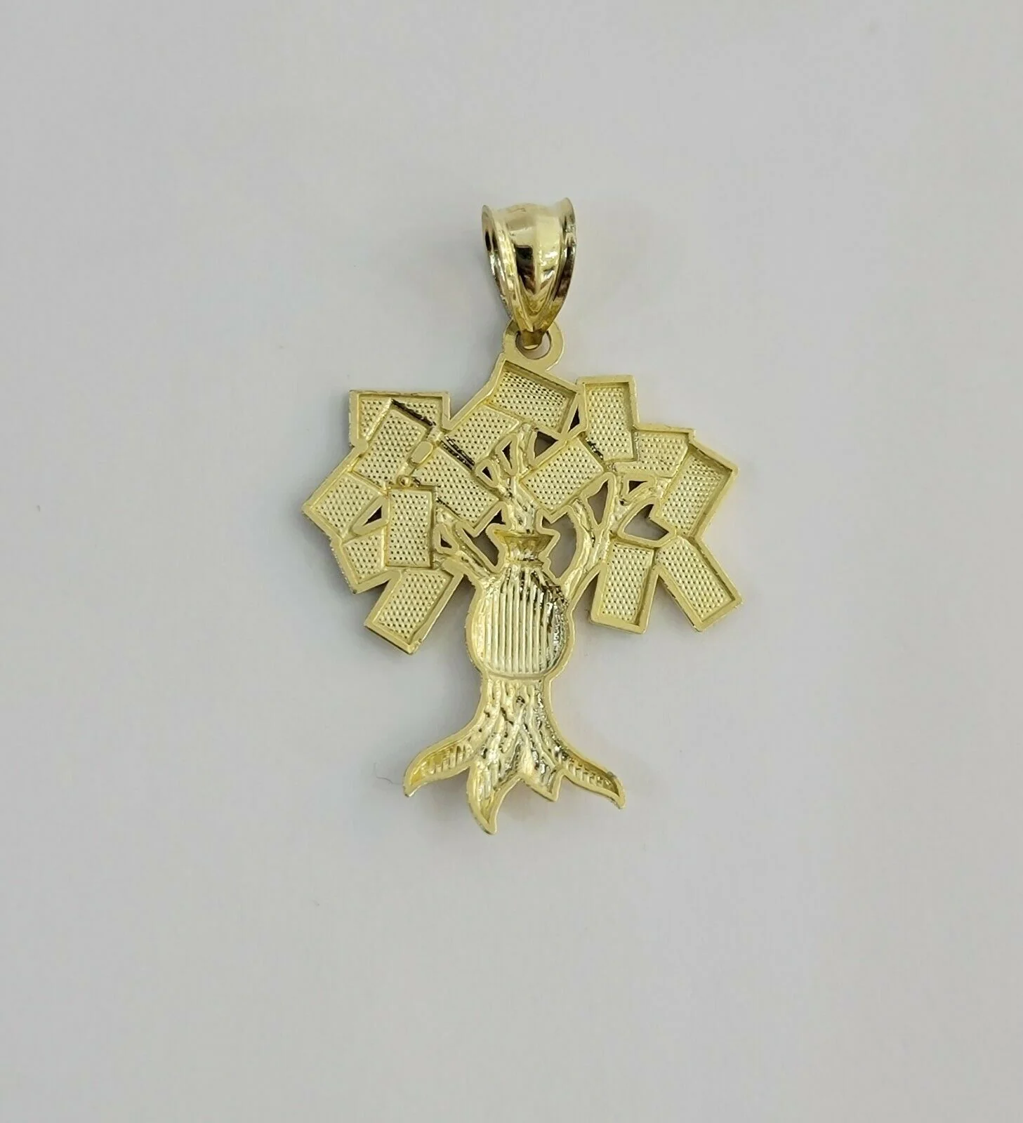 10k Yellow Gold Pendant & 10kt Rope Necklace 22", Money Tree Charm 10kt ,UNIQUE - Image 6