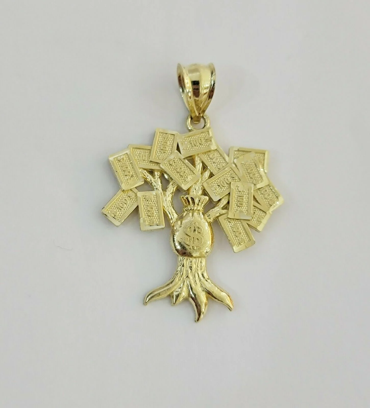 10k Yellow Gold Pendant & 10kt Rope Necklace 22", Money Tree Charm 10kt ,UNIQUE - Image 9