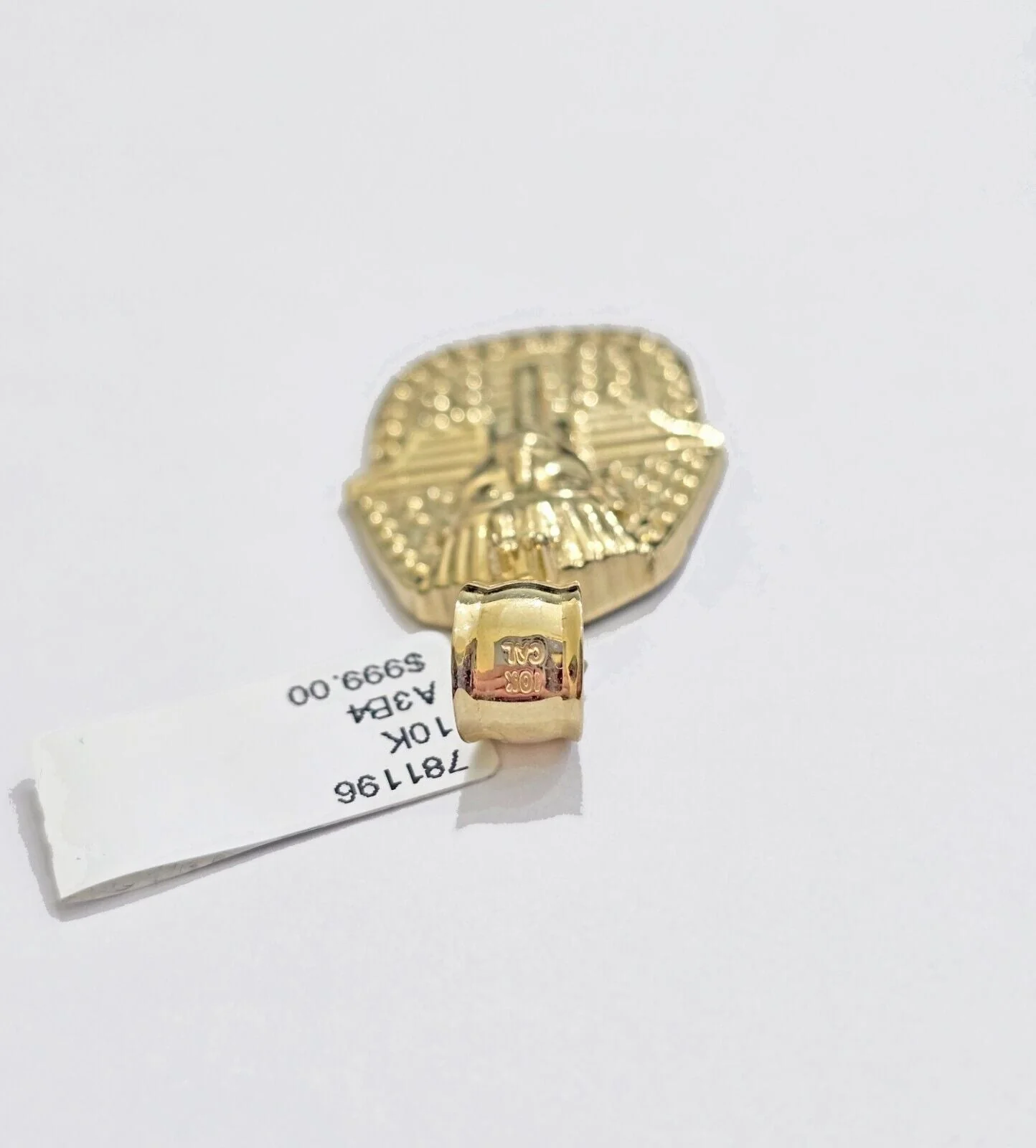 10k Yellow Gold Pendant Pharoah Head Charm Egyptian REAL 10kt For Mens Chain - Image 4
