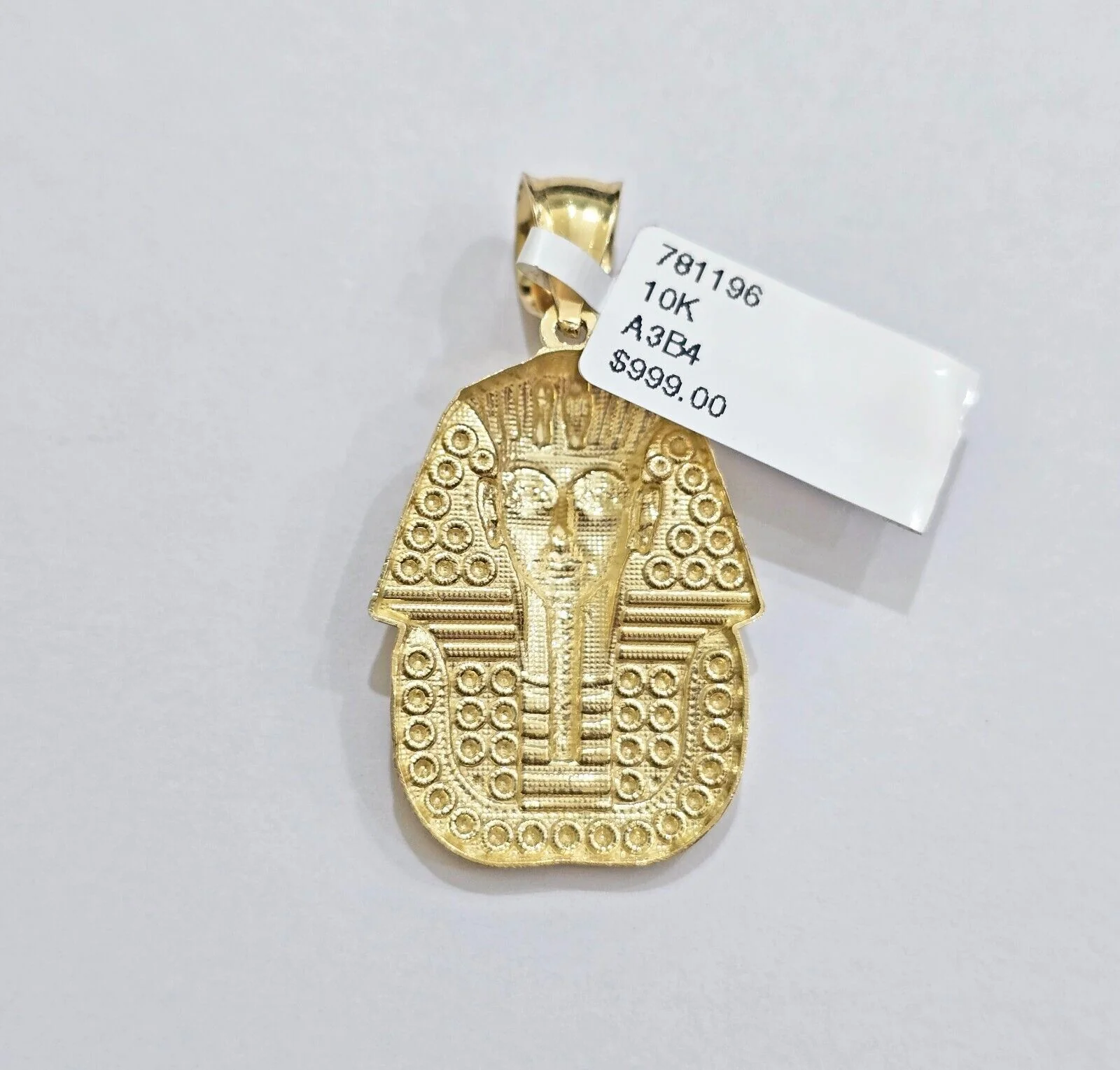 10k Yellow Gold Pendant Pharoah Head Charm Egyptian REAL 10kt For Mens Chain - Image 5