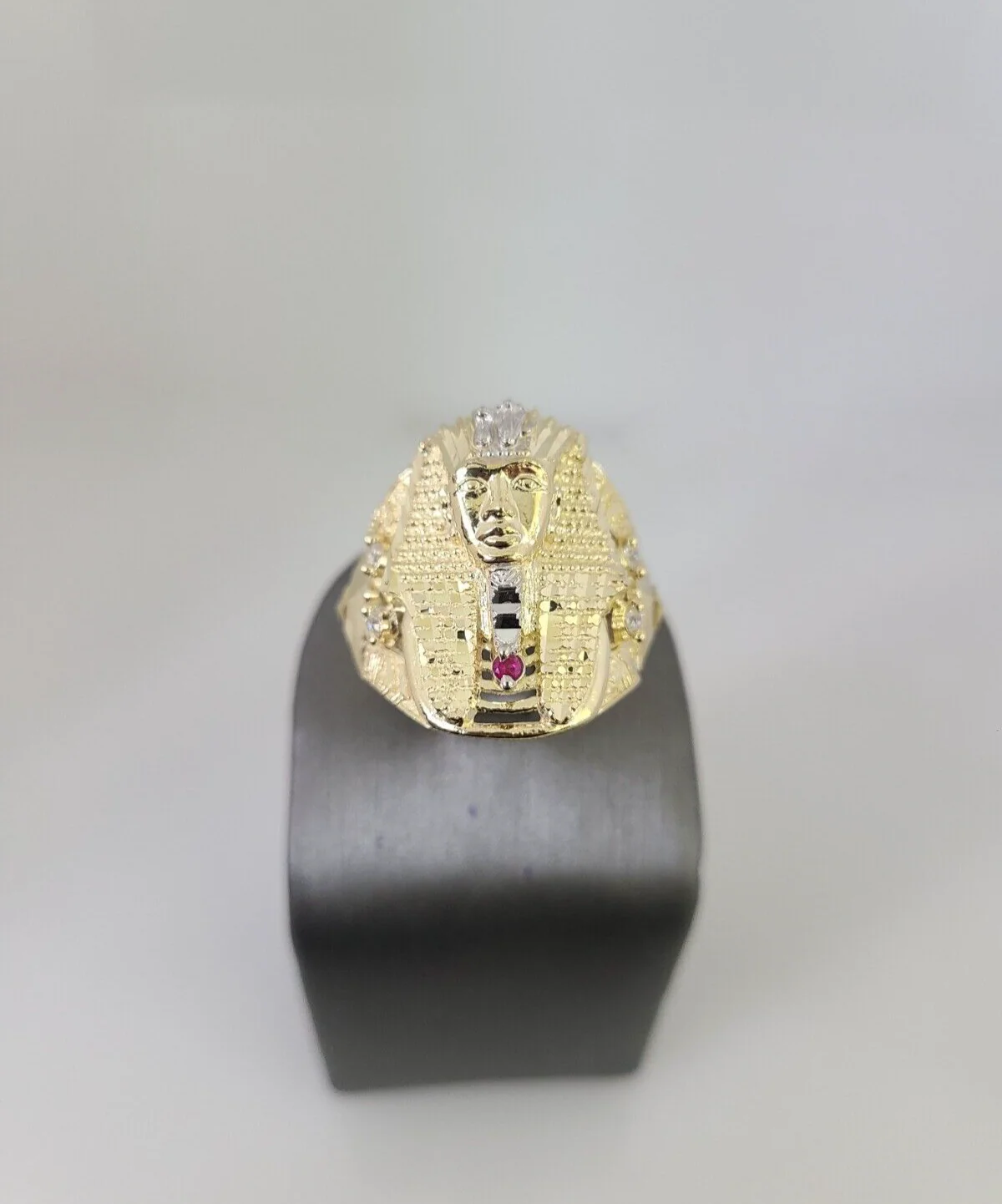 10k Yellow Gold Pharaoh Head Ring Casual Men's Band Genuine Brand New All Sizes