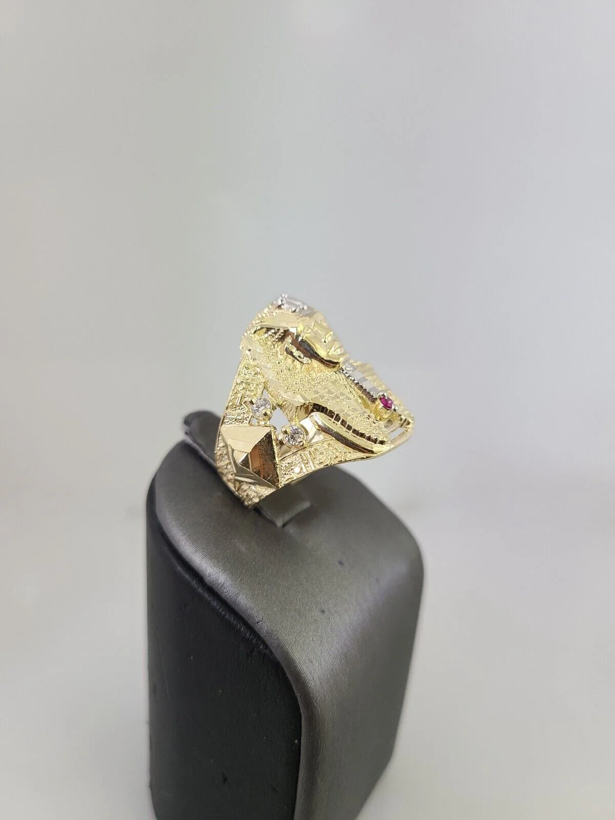 10k Yellow Gold Pharaoh Head Ring Casual Men's Band Genuine Brand New All Sizes - Image 4