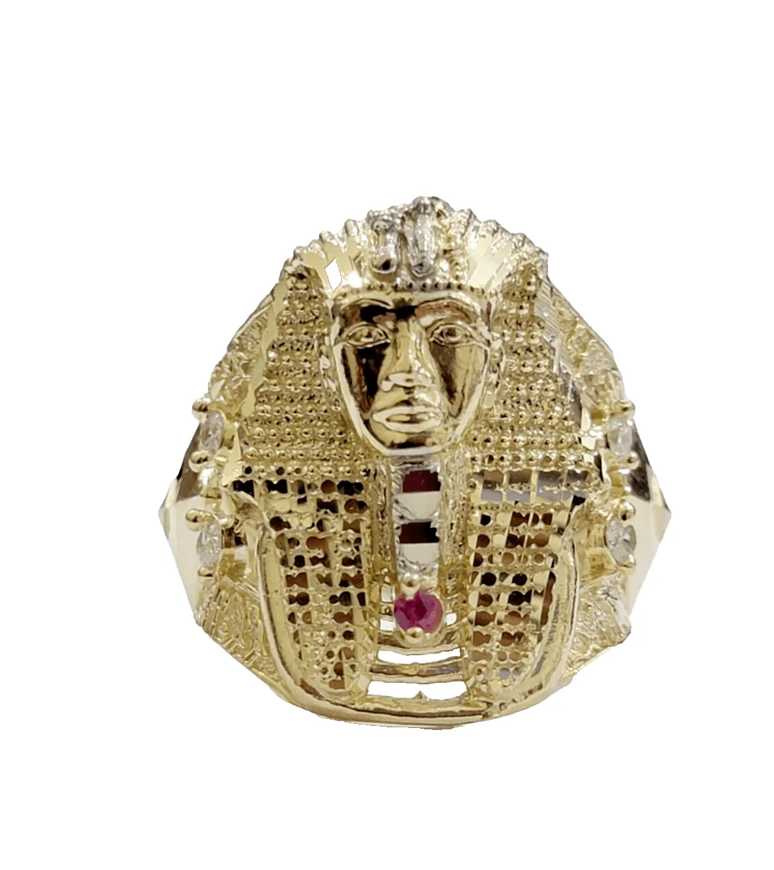 10k Yellow Gold Pharoah Head Ring Band All Sizes Real 10kt SALE Men Casual Pinky - Image 3