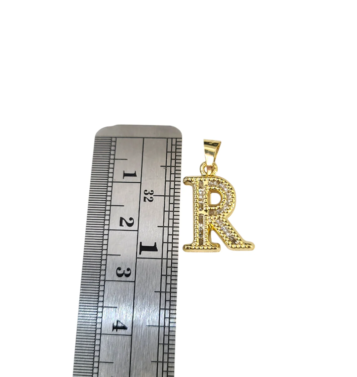 10K Yellow Gold R Initial Charm Pendant Alphabet Real 10kt Men Women - Image 2