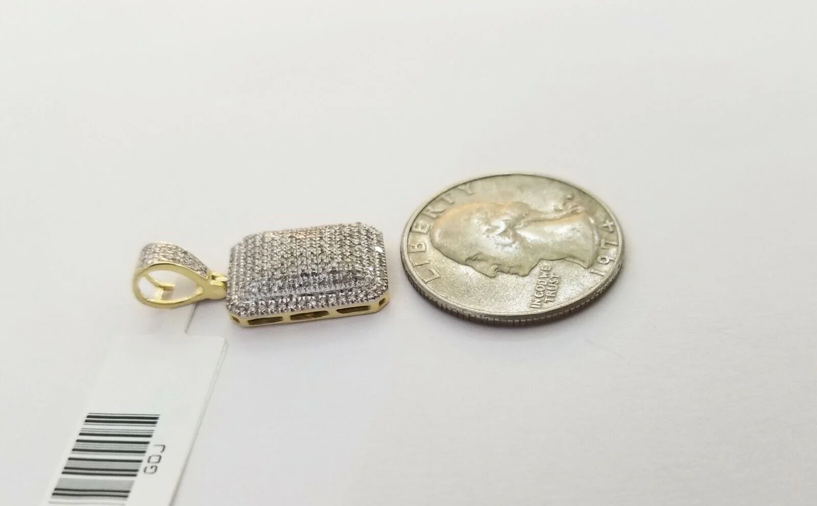 10K Yellow Gold Real 0.51CT Diamond Pillow Charm 1"Inch Square 3D Dome Pendent - Image 5