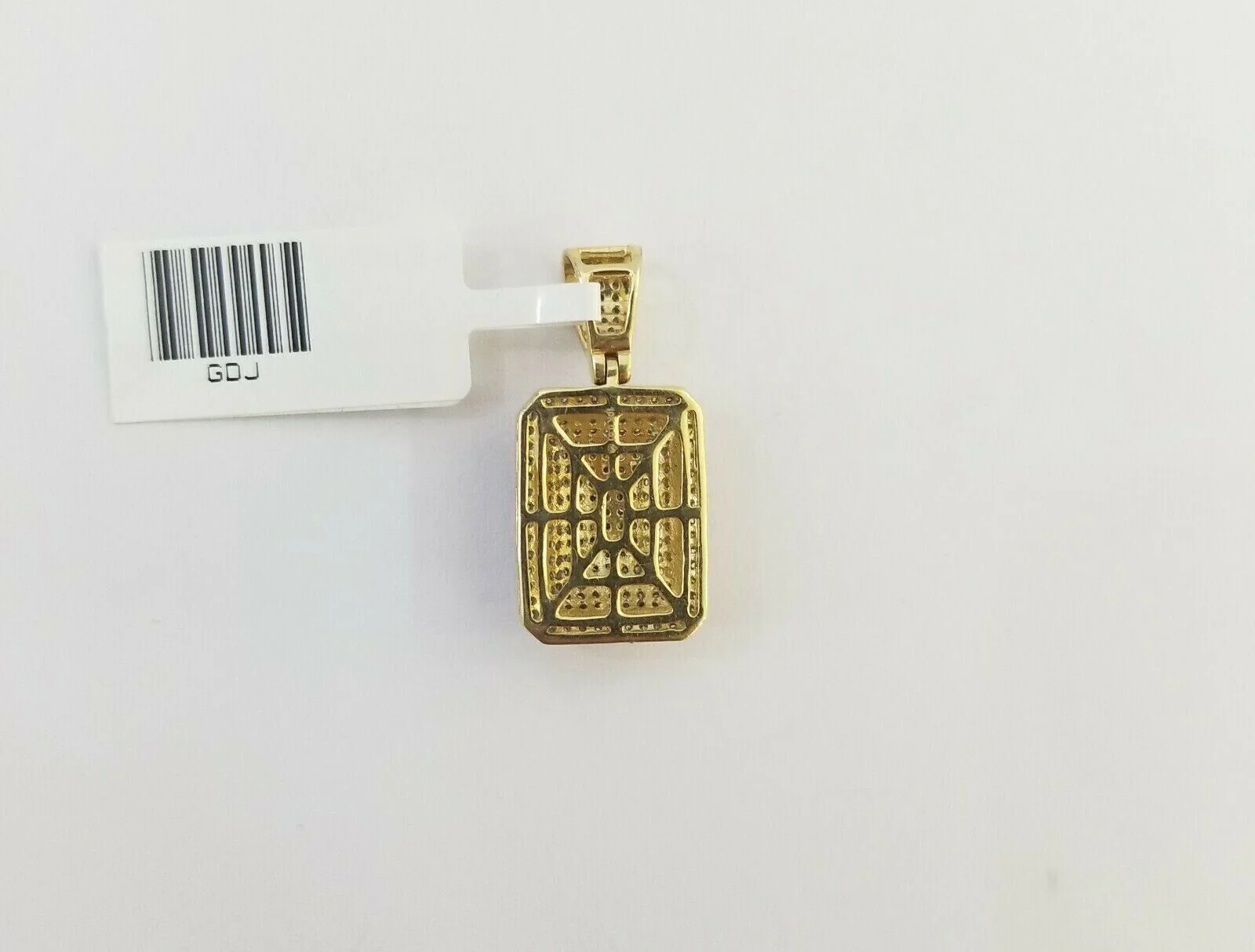 10K Yellow Gold Real 0.51CT Diamond Pillow Charm 1"Inch Square 3D Dome Pendent - Image 6
