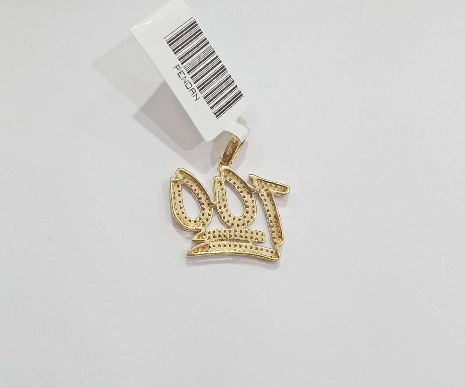 10k Yellow Gold Real Diamond 100 Charm Pendant Men Women - Image 4