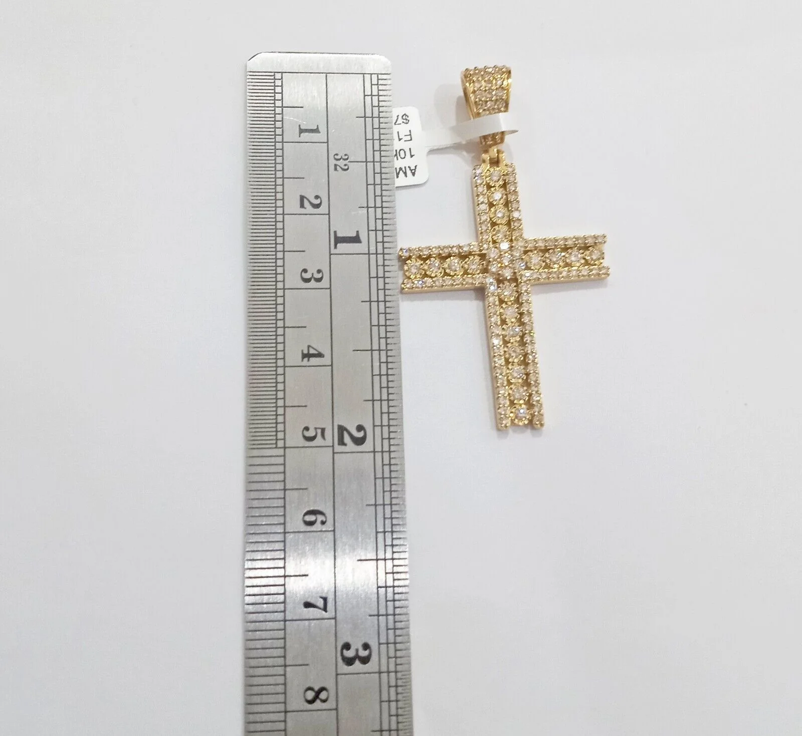 10k Yellow Gold Real Diamond Cross Charm Pendant 10kt gold - Image 6