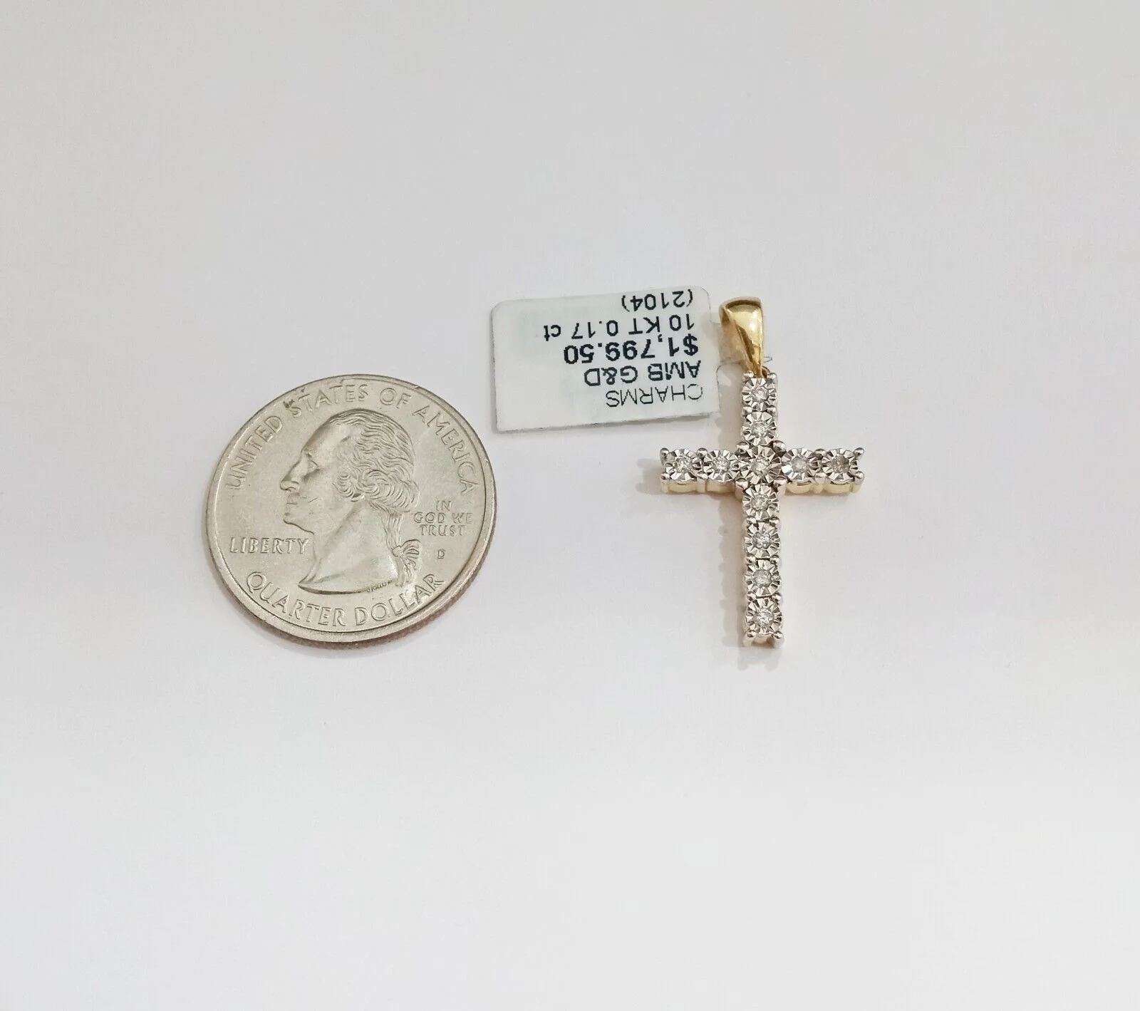 10k Yellow Gold Real Diamond Cross Charm Pendant Men Women - Image 3