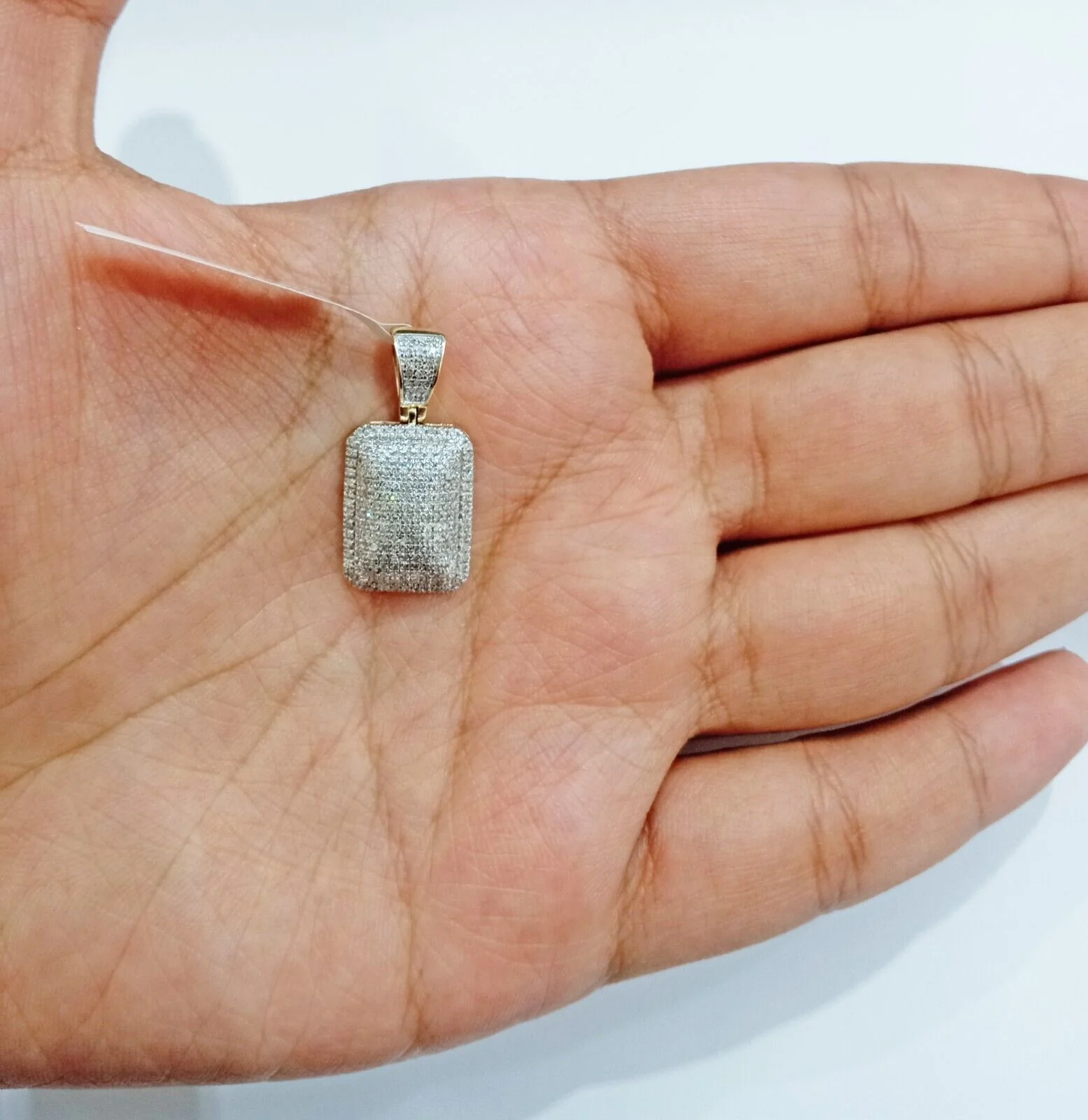 10k Yellow Gold Real Diamond Pillow Charm Pendant Men Women - Image 2
