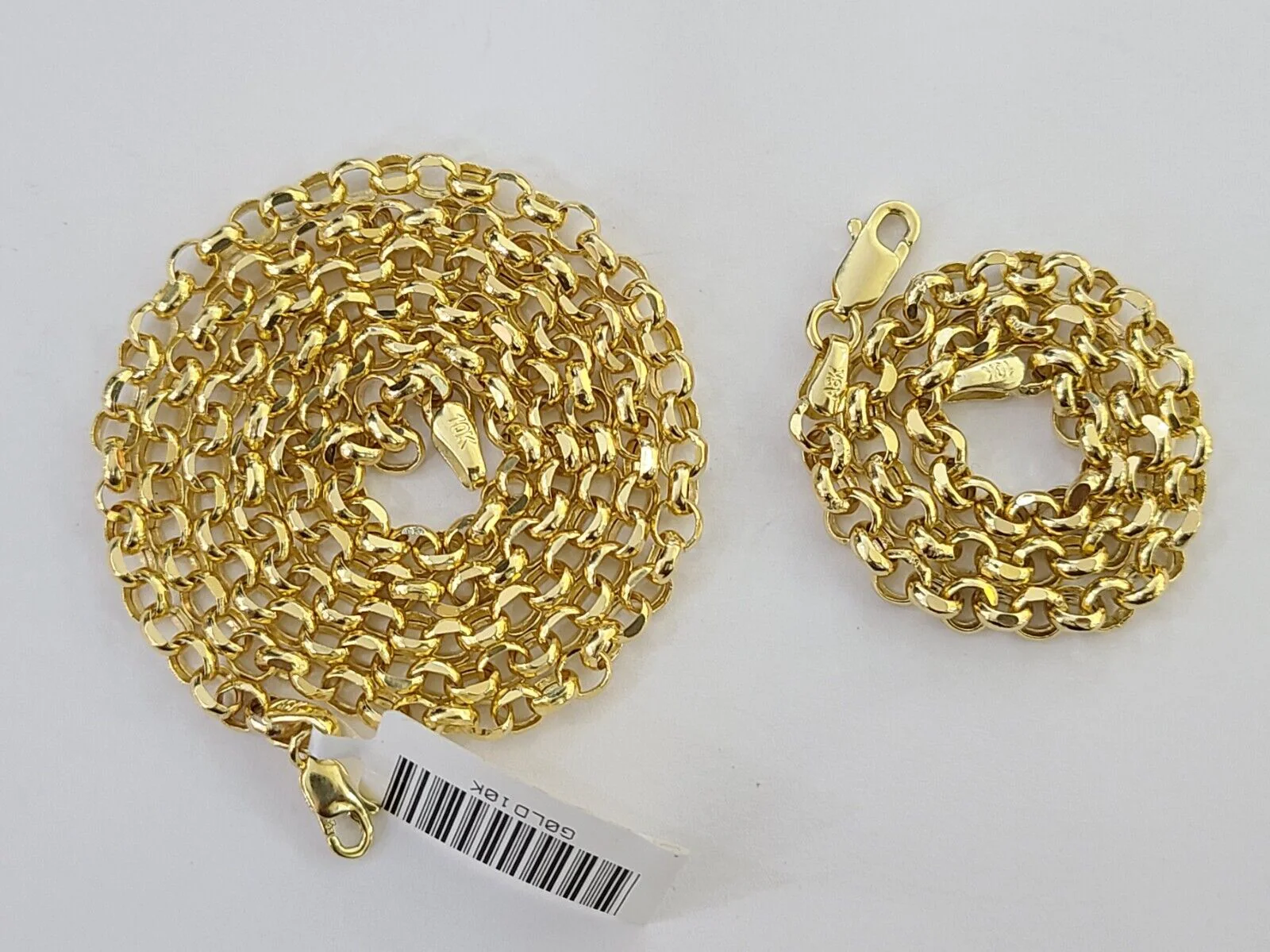 10k Yellow Gold Rolo Chain Bracelet 8 Inch 5mm Link Necklace Chain 22" Inch - Image 2