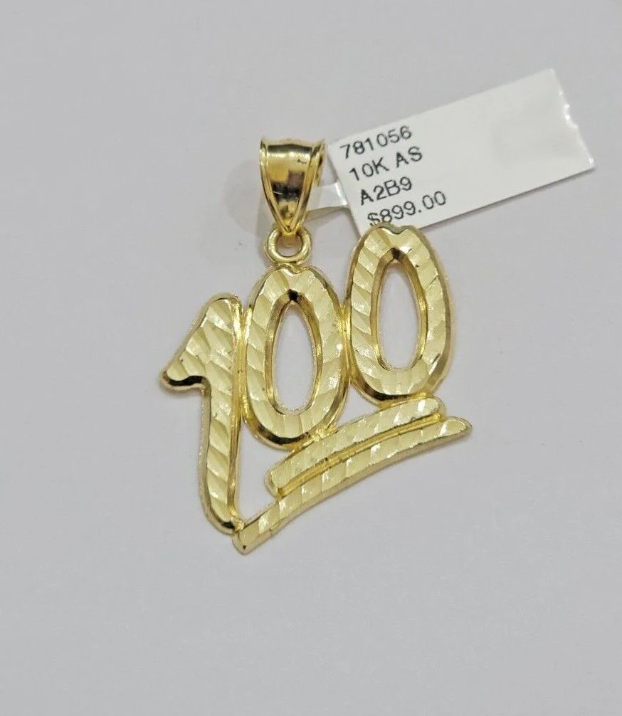 10k Yellow Gold Rope Chain 100 Charm Pendant Set 22 Inch 3mm Necklace REAL SALE - Image 2