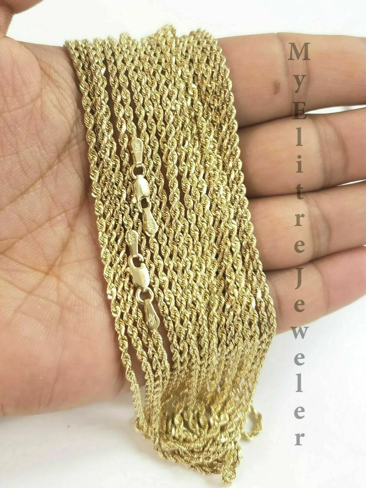 10k Yellow Gold Rope Chain 2.5mm 16"-26" Diamond Cut Necklace REAL GOLD Bracelet - Image 4
