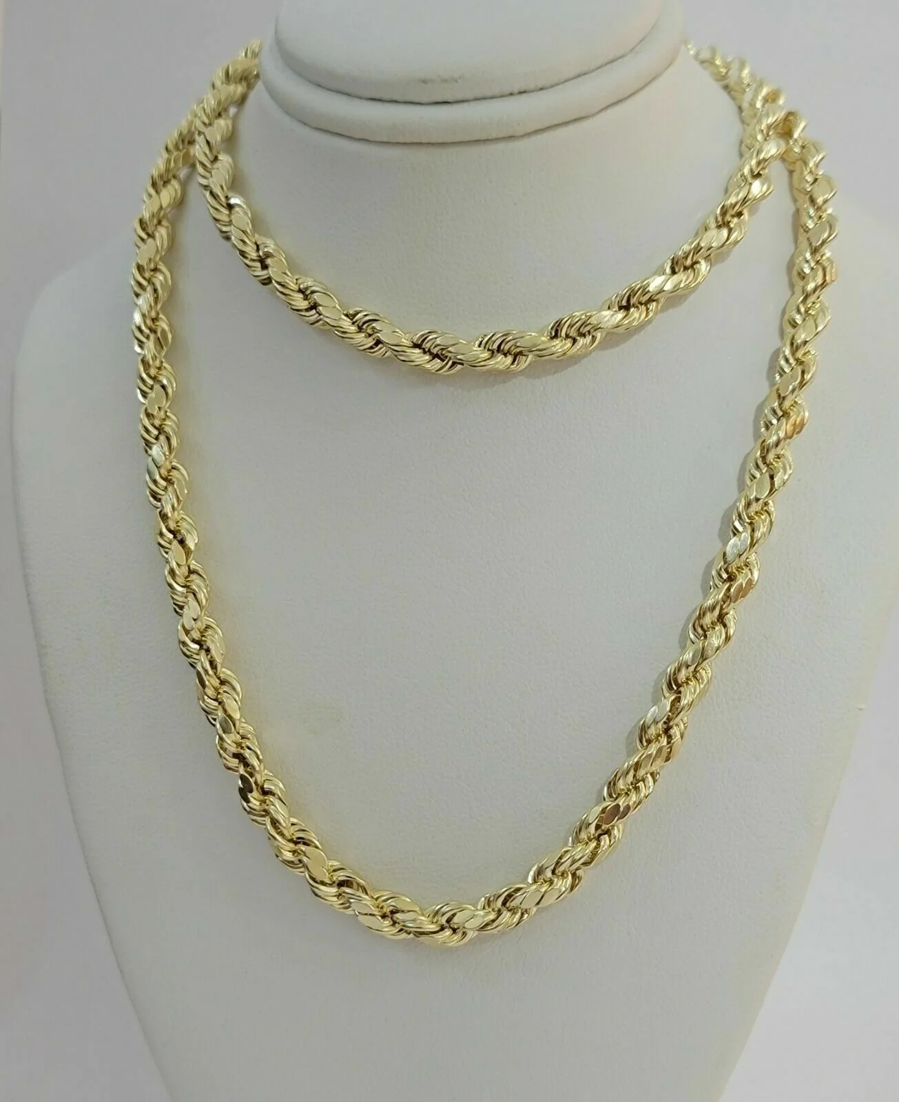 10k Yellow Gold Rope Chain Necklace 18"-30" Men Women 4mm-10mm Real Gold Hollow - Image 12
