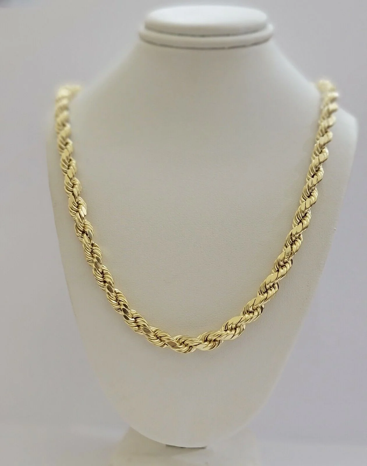 10k Yellow Gold Rope Chain Necklace 18"-30" Men Women 4mm-10mm Real Gold Hollow - Image 13