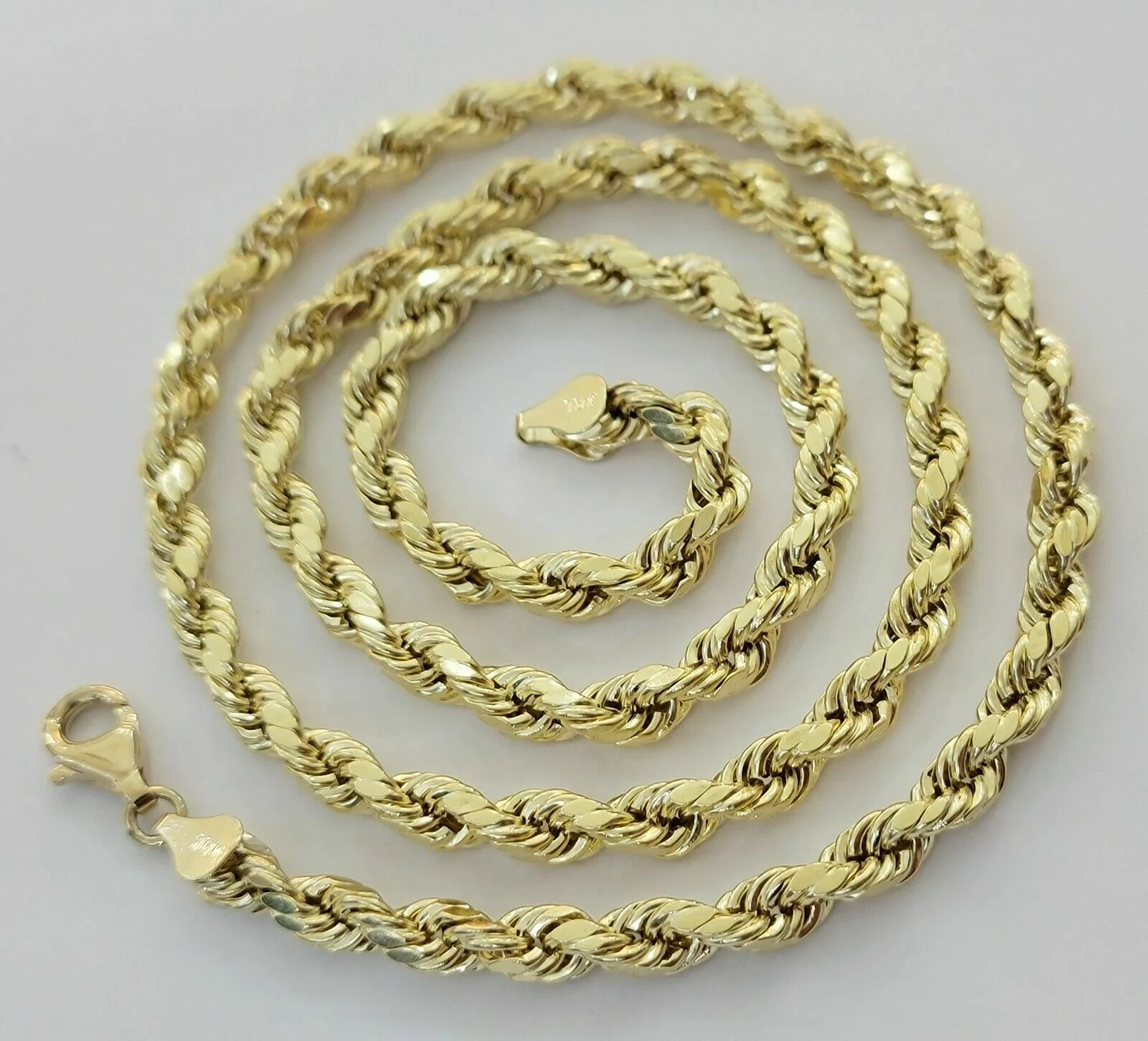 10k Yellow Gold Rope Chain Necklace 18"-30" Men Women 4mm-10mm Real Gold Hollow - Image 17