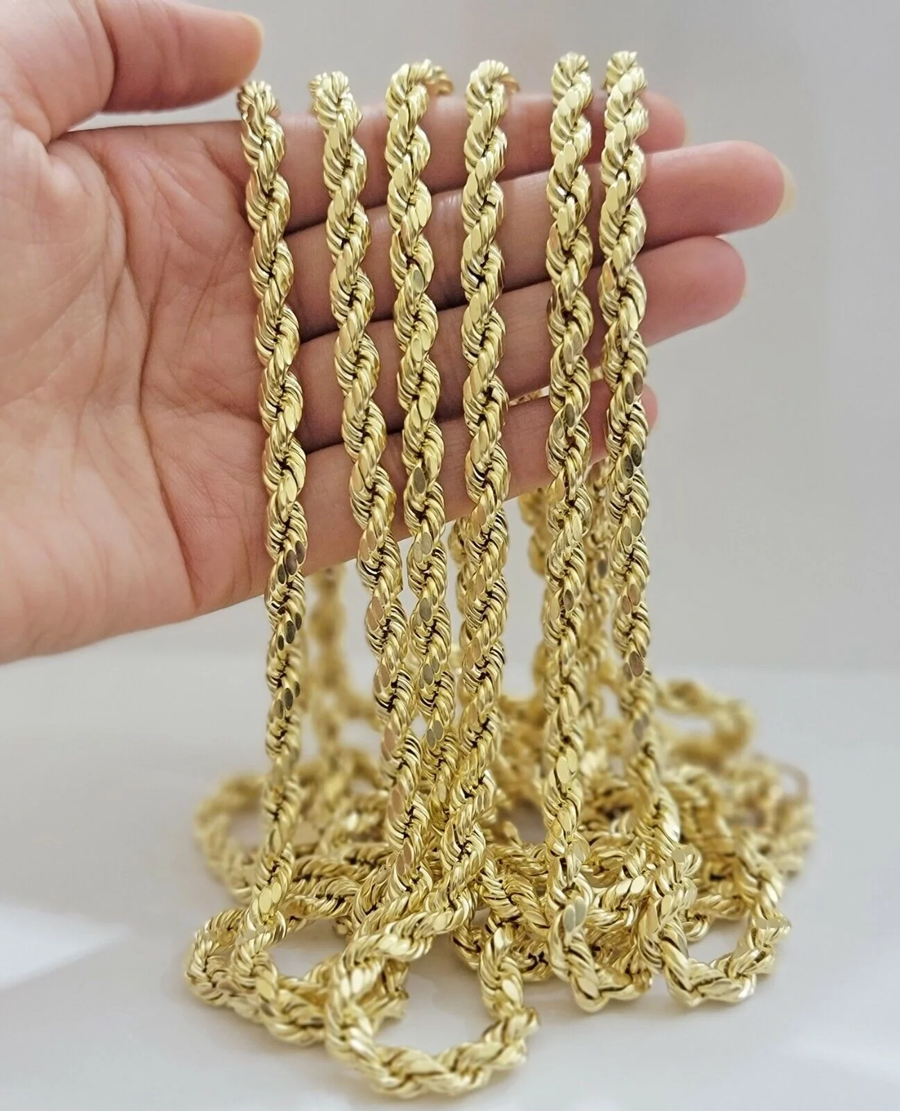 10k Yellow Gold Rope Chain Necklace 18"-30" Men Women 4mm-10mm Real Gold Hollow - Image 18