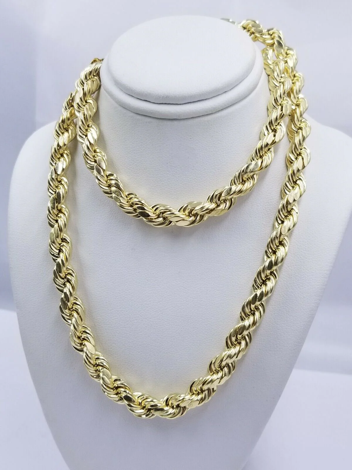 10k Yellow Gold Rope Chain Necklace 18"-30" Men Women 4mm-10mm Real Gold Hollow - Image 19