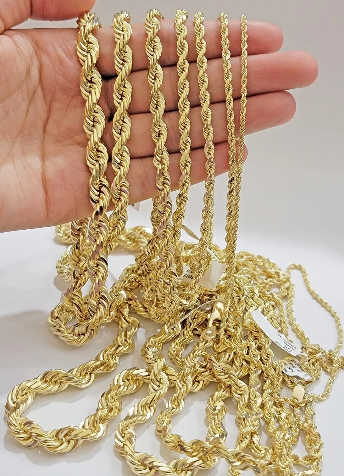 10k Yellow Gold Rope Chain Necklace 18"-30" Men Women 4mm-10mm Real Gold Hollow - Image 3