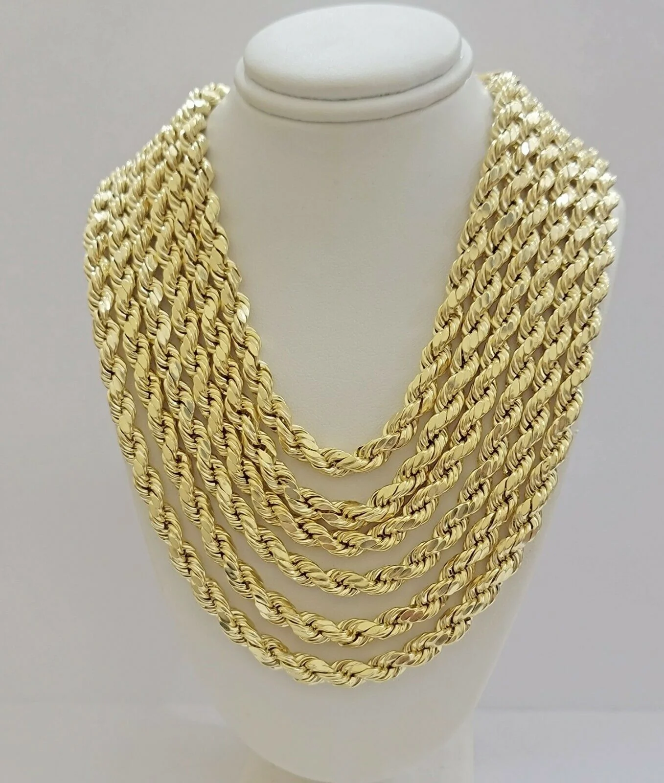 10k Yellow Gold Rope Chain Necklace 18"-30" Men Women Inch 4mm- 10mm REAL 10 KT - Image 5