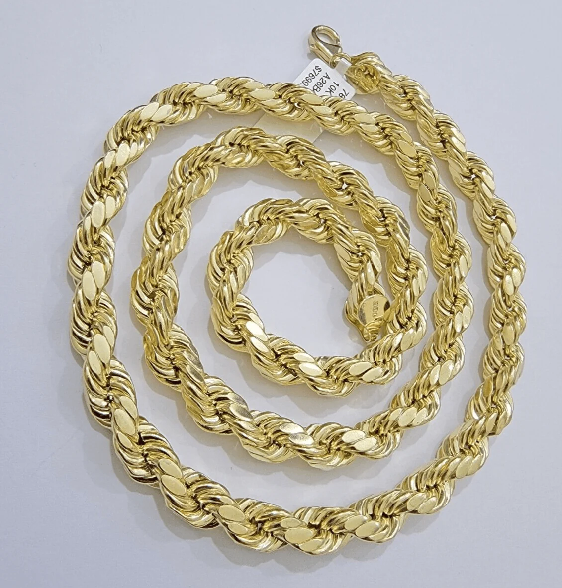10k Yellow Gold Rope Chain Necklace 22 Inch 8mm Diamond Cuts Men's REAL 10KT - Image 5