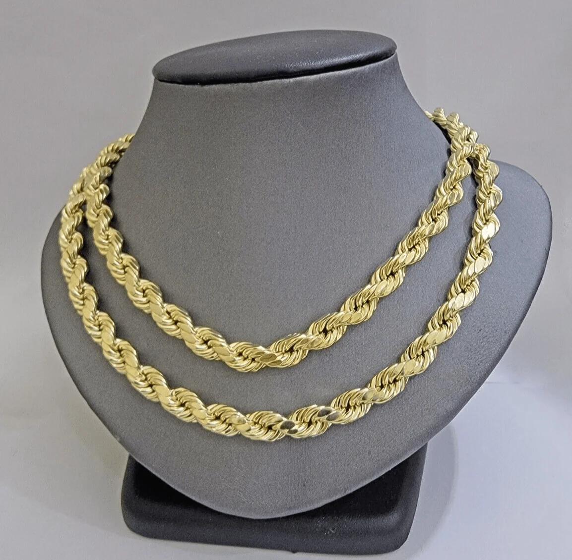 10k Yellow Gold Rope Chain Necklace 24 Inch 8mm Diamond Cuts Men's REAL 10KT - Image 8