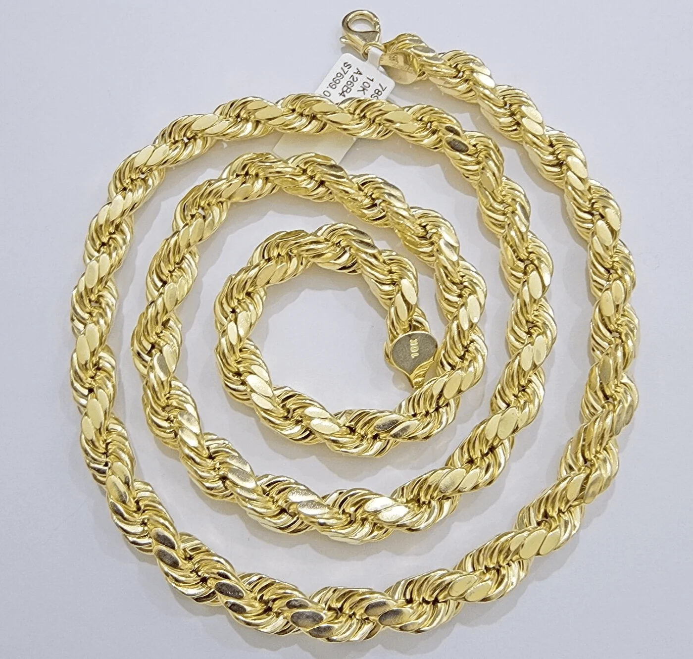 10k Yellow Gold Rope Chain Necklace 26 Inch 8mm Diamond Cuts Men's REAL 10KT - Image 11