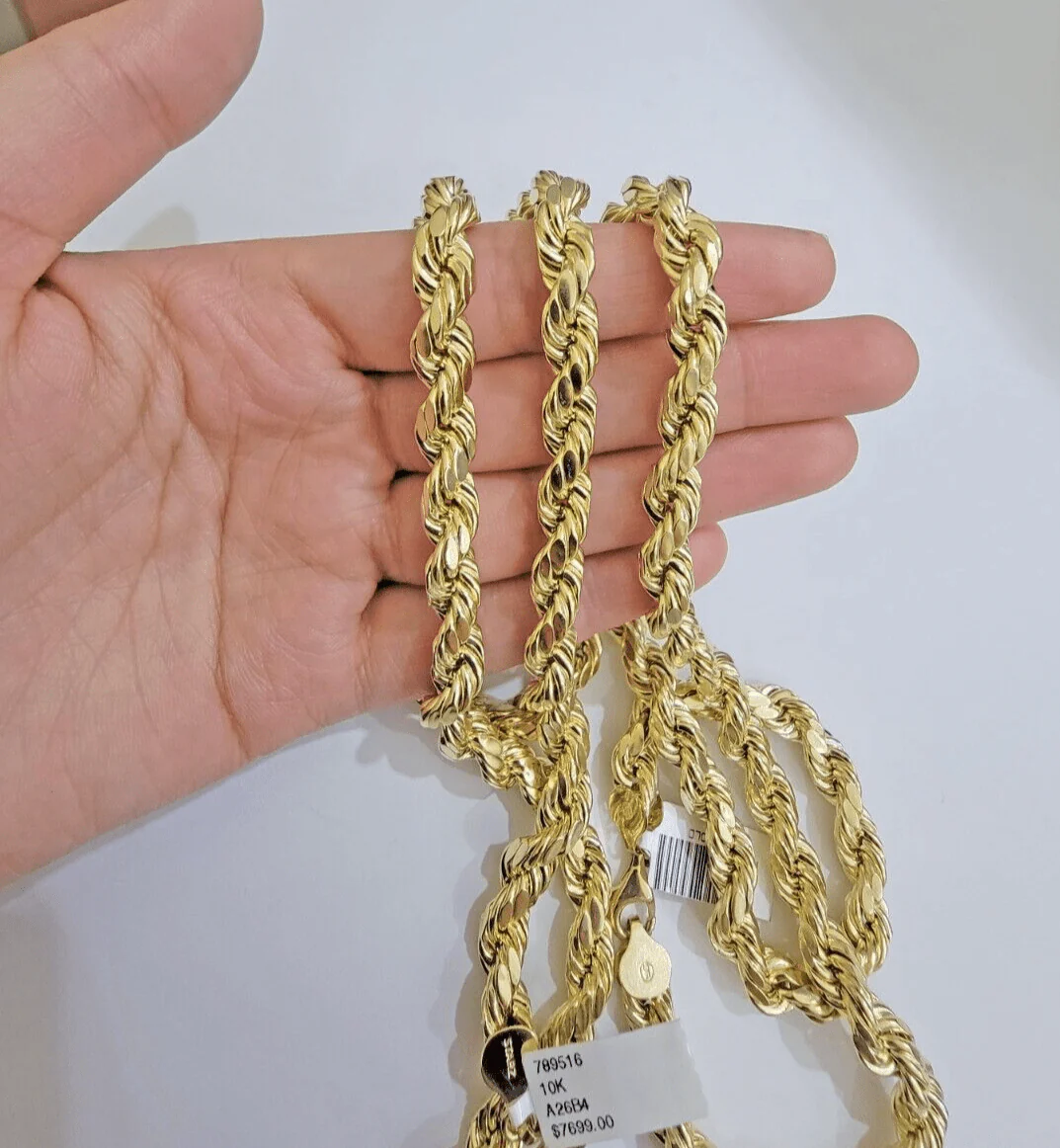 10k Yellow Gold Rope Chain Necklace 28 Inch 8mm Diamond Cuts Men's REAL 10KT - Image 10