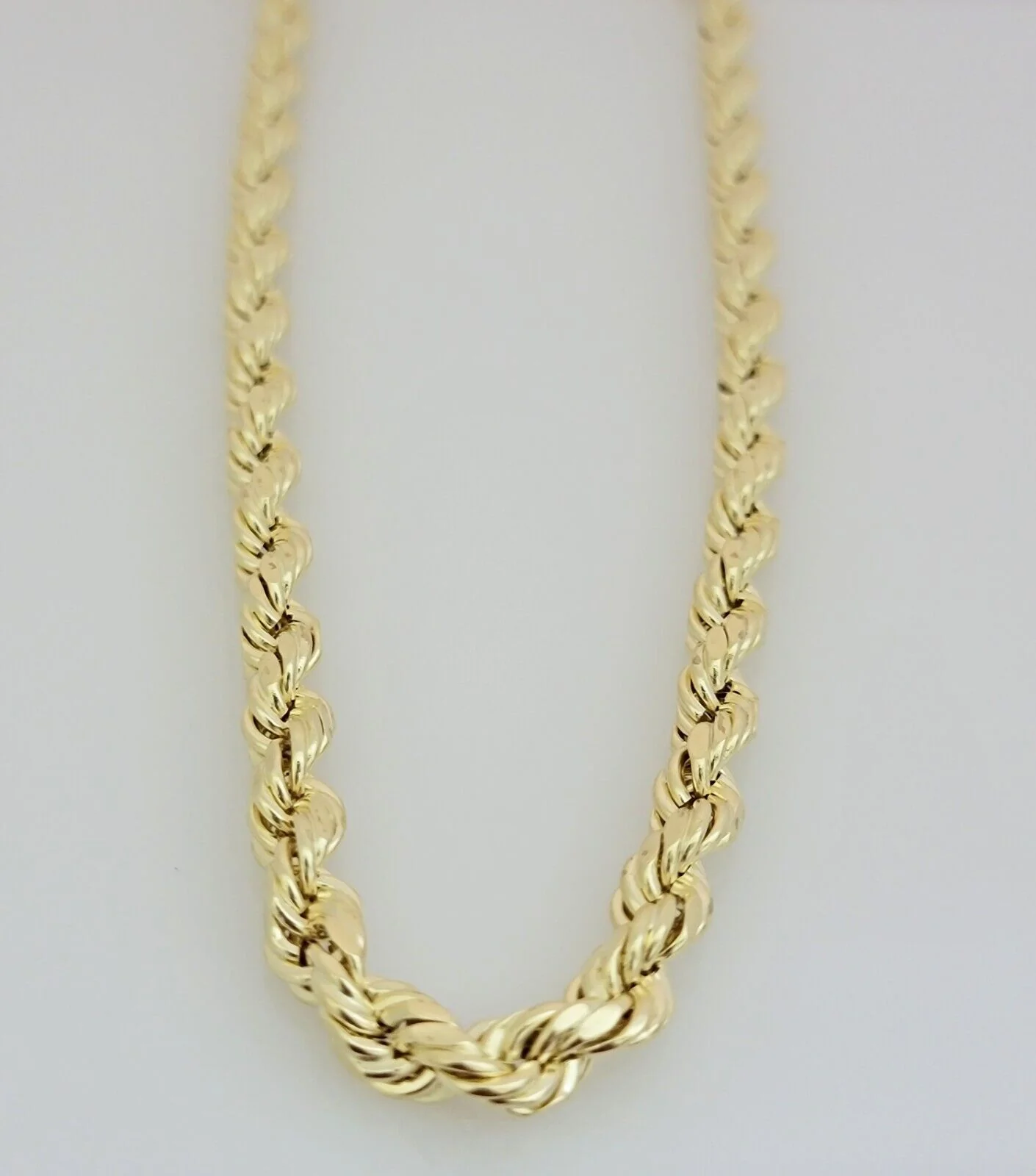 10K Yellow Gold Rope Chain Necklace 7mm 22 Inch REAL 10kt Diamond Cuts For Mens - Image 3