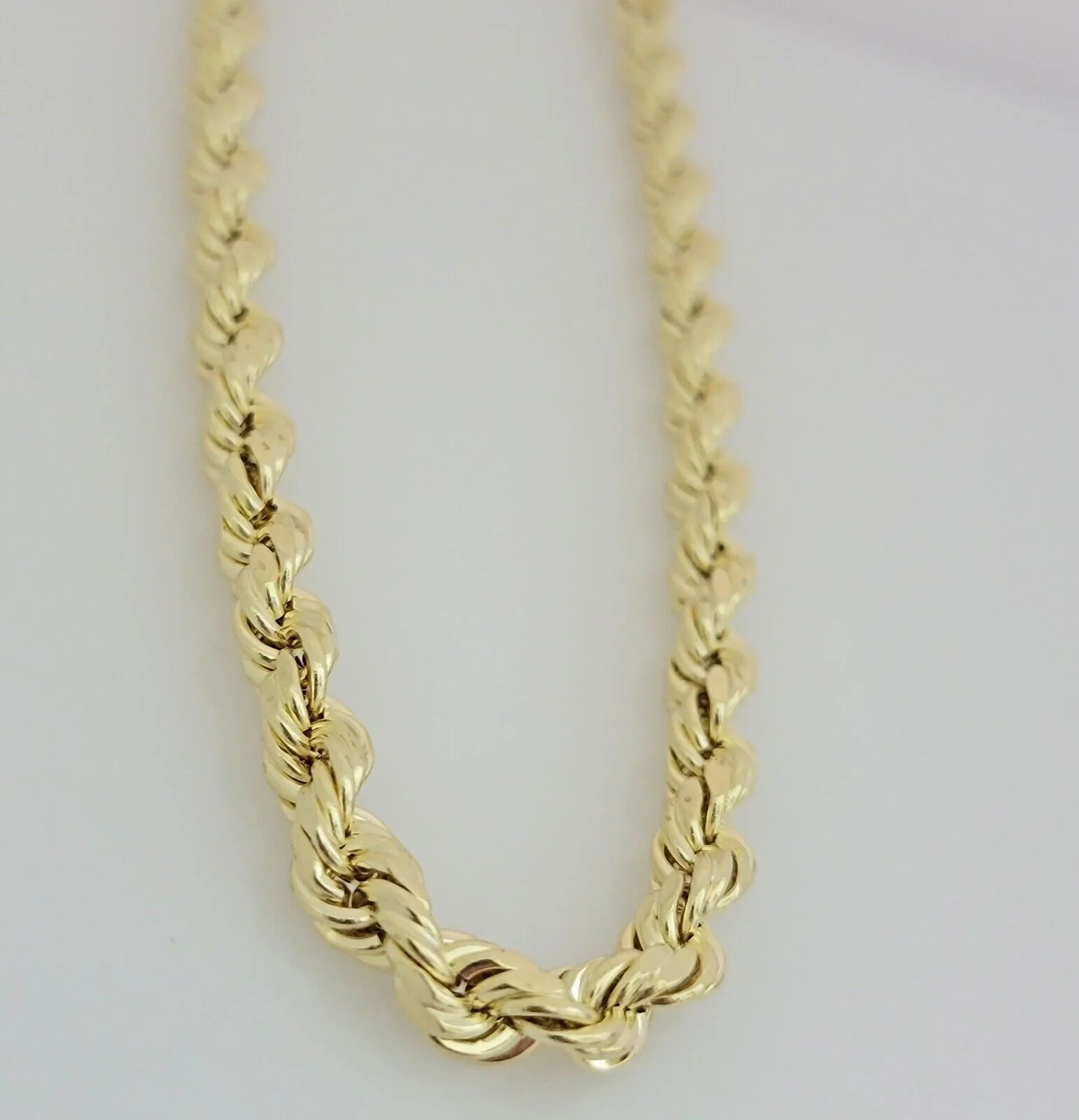 10K Yellow Gold Rope Chain Necklace 7mm 22 Inch REAL 10kt Diamond Cuts For Mens - Image 7