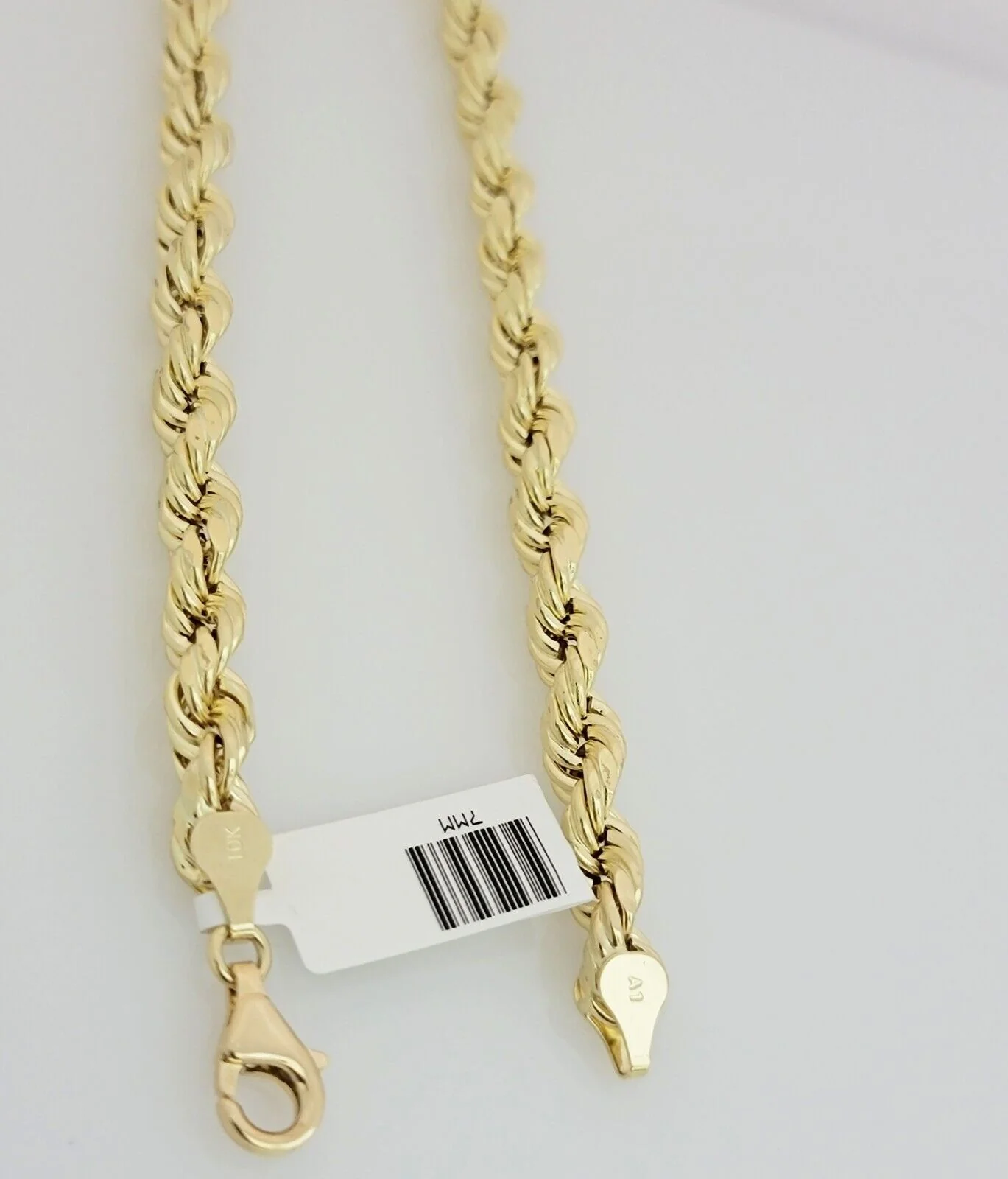 10K Yellow Gold Rope Chain Necklace 7mm 24 Inch REAL 10kt Diamond Cuts For Mens - Image 4
